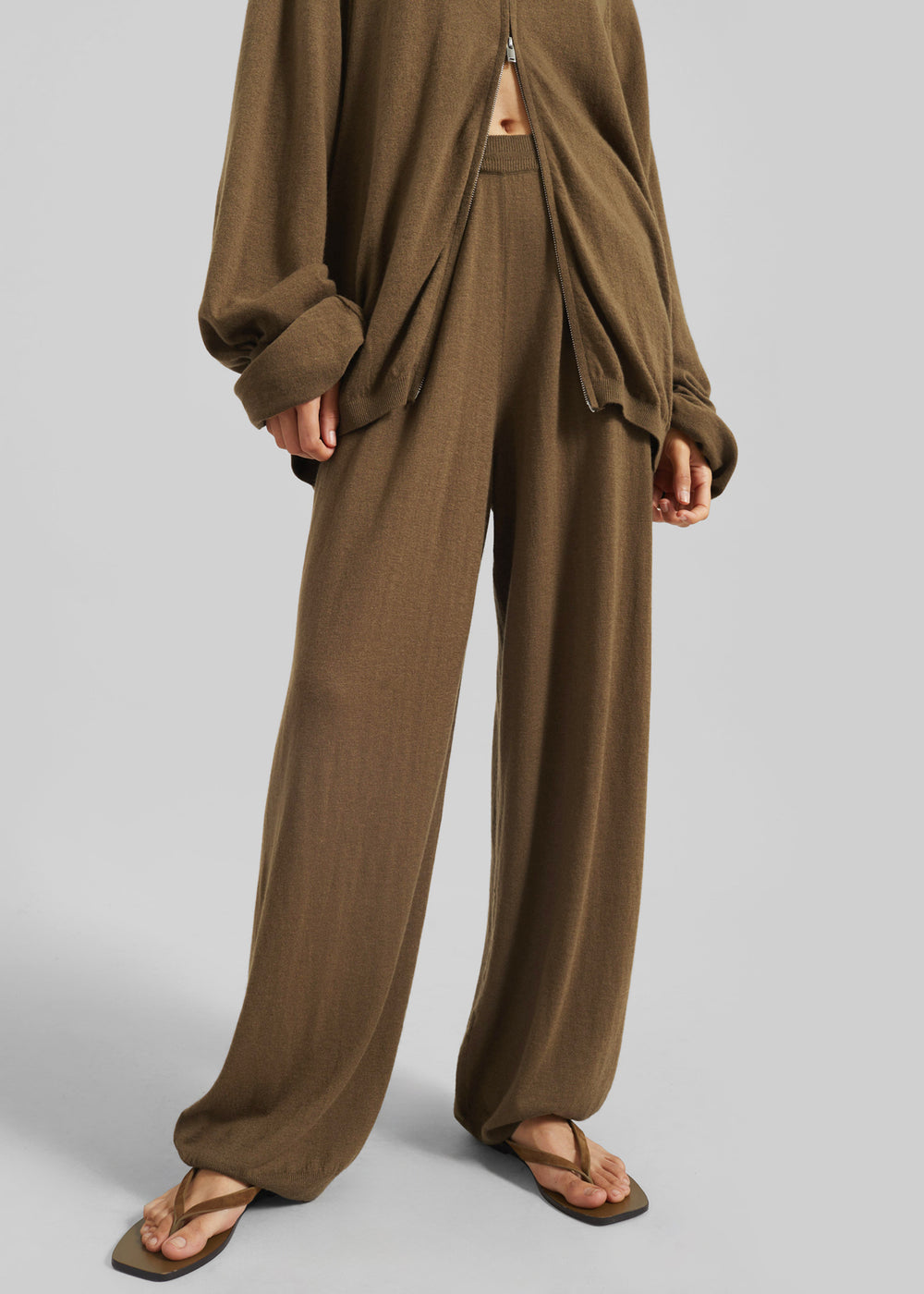 Olia Knit Joggers - Dark Camel - 1