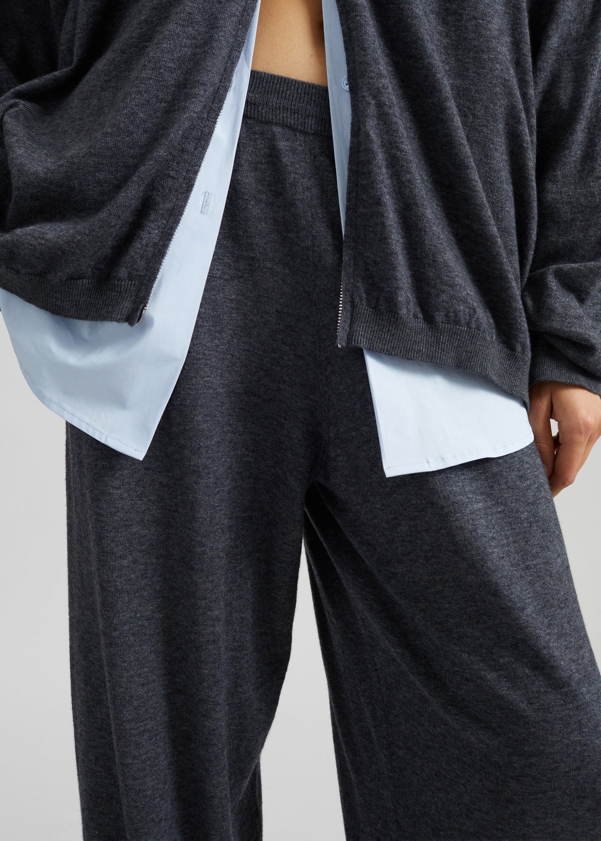 Olia Knit Joggers - Dark Grey Melange - 3