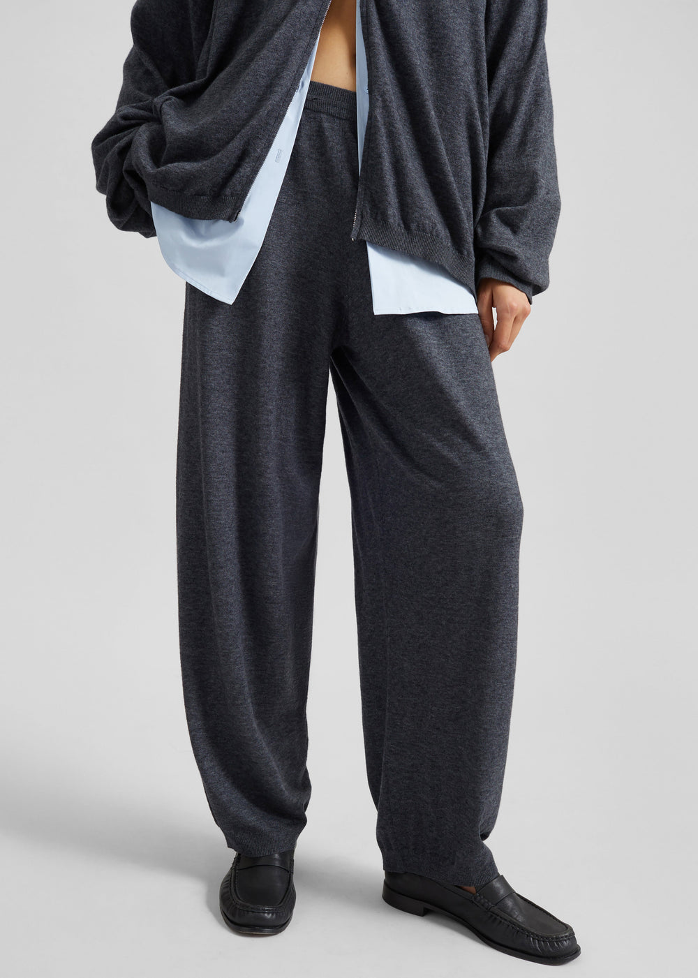 Olia Knit Joggers - Dark Grey Melange