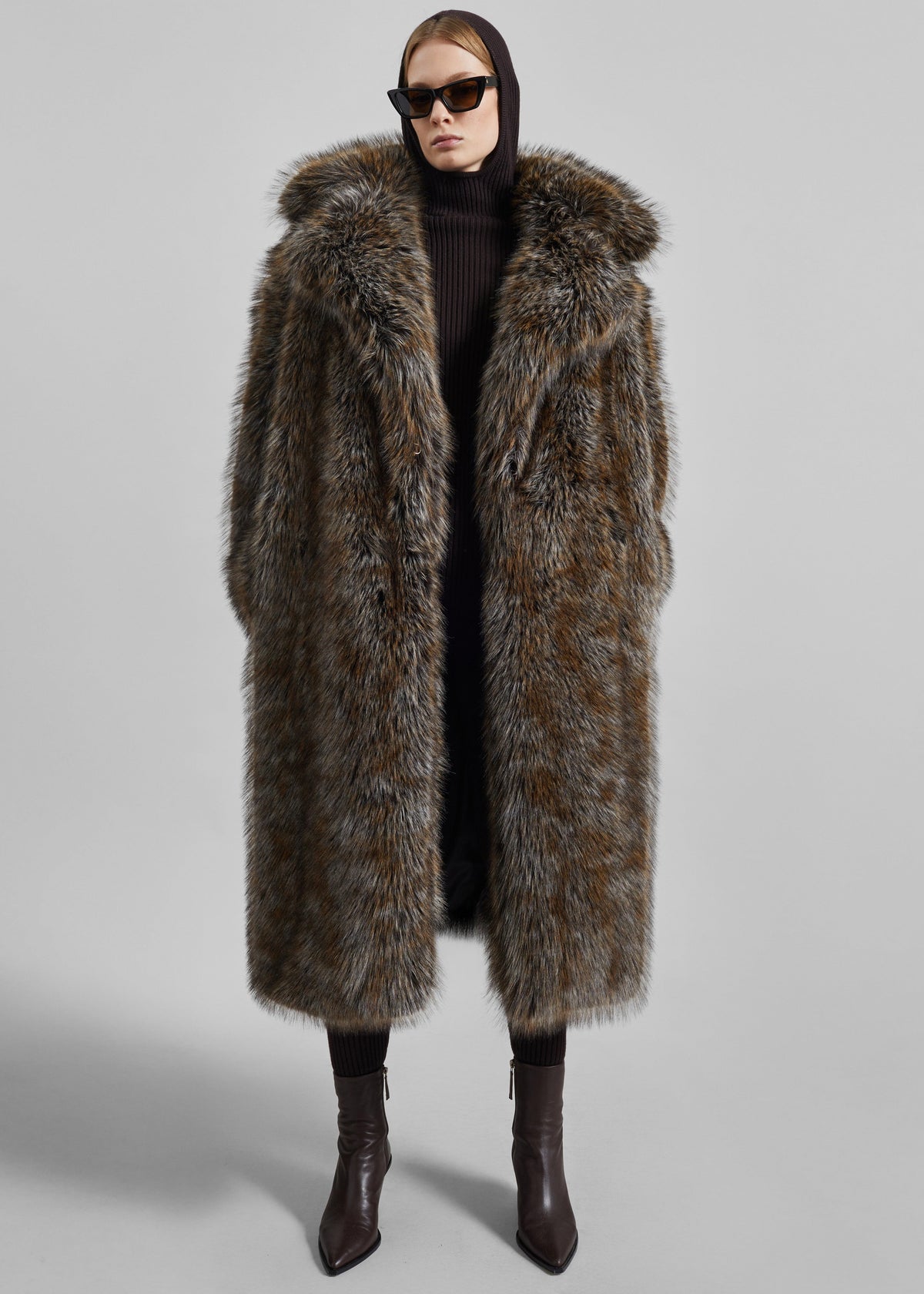 Olin Padded Faux Fur Coat - Brown