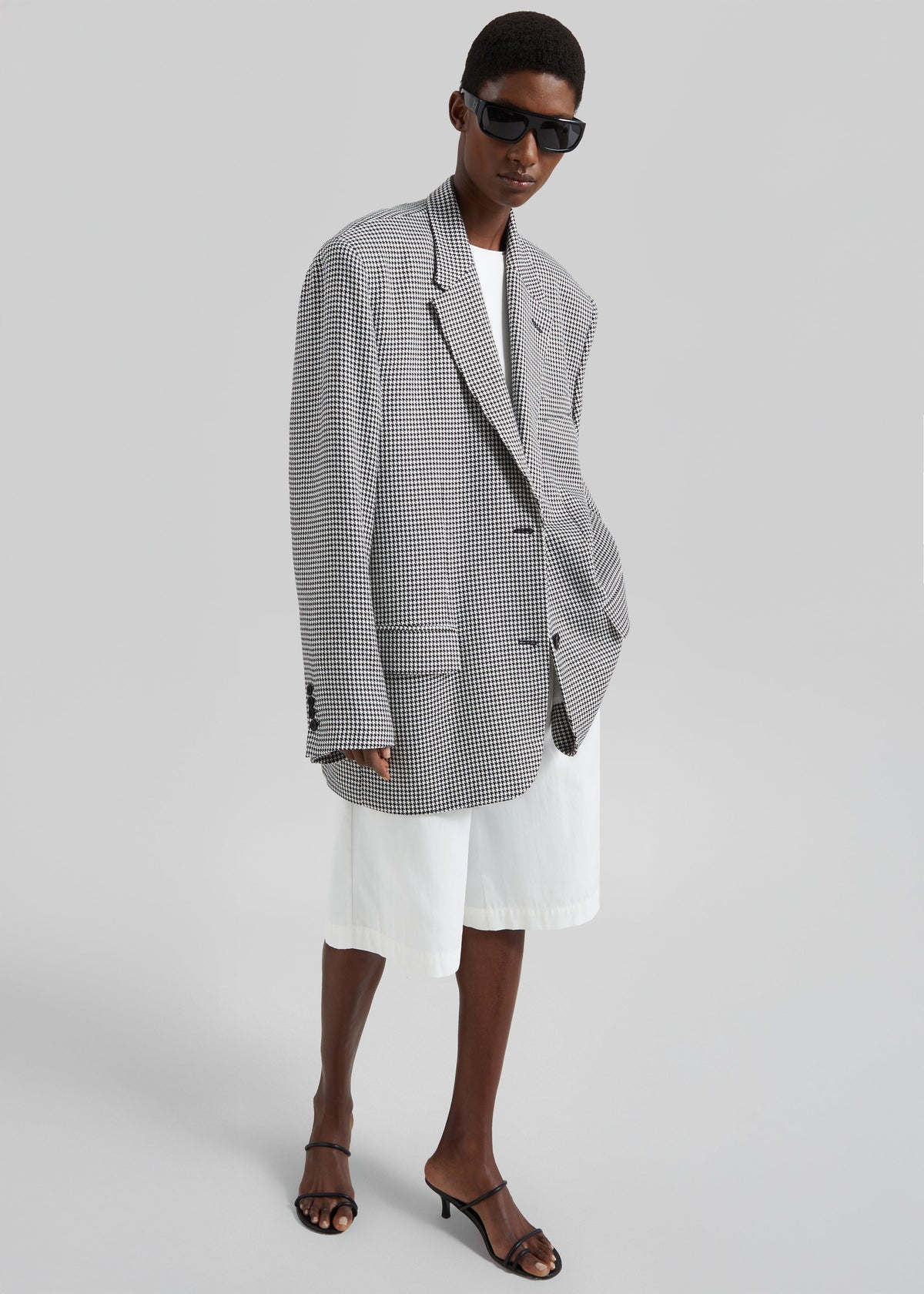 Blazer Olivella oversize à épaulettes - Pied-de-poule noir - 8