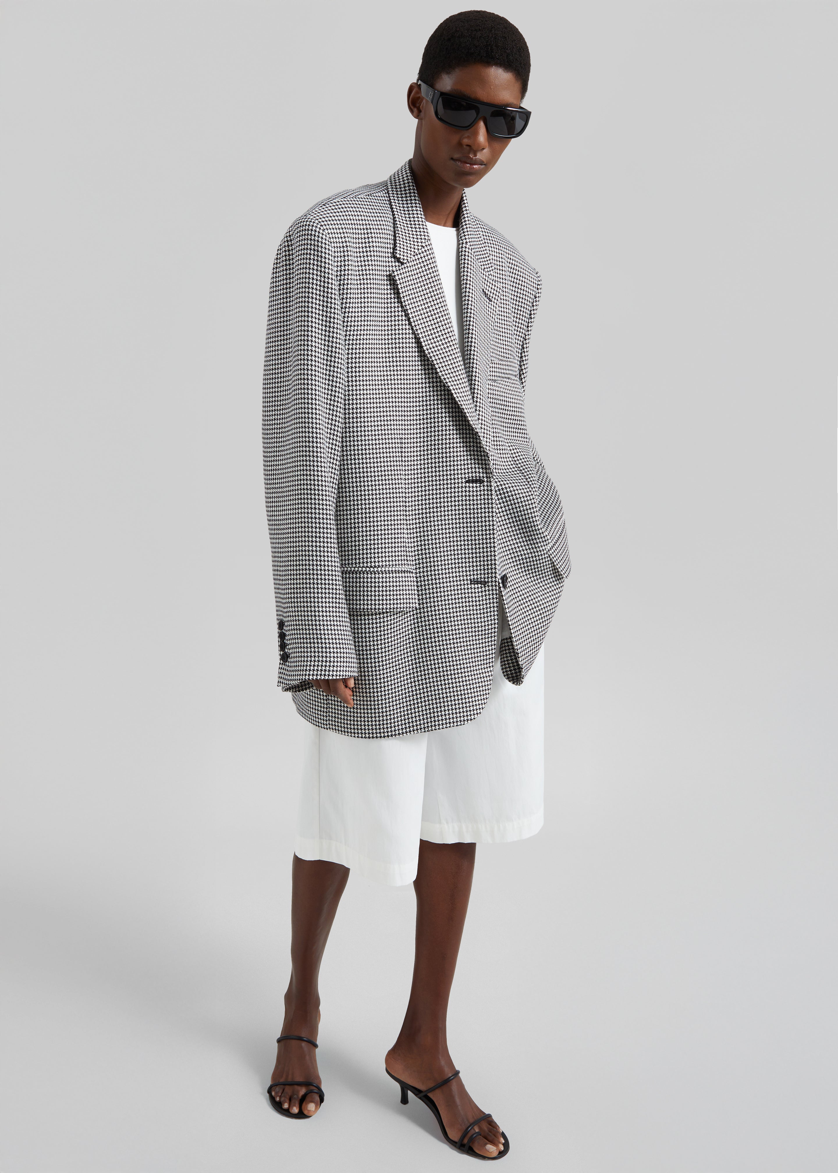 Blazer Olivella oversize à épaulettes - Pied-de-poule noir - 8