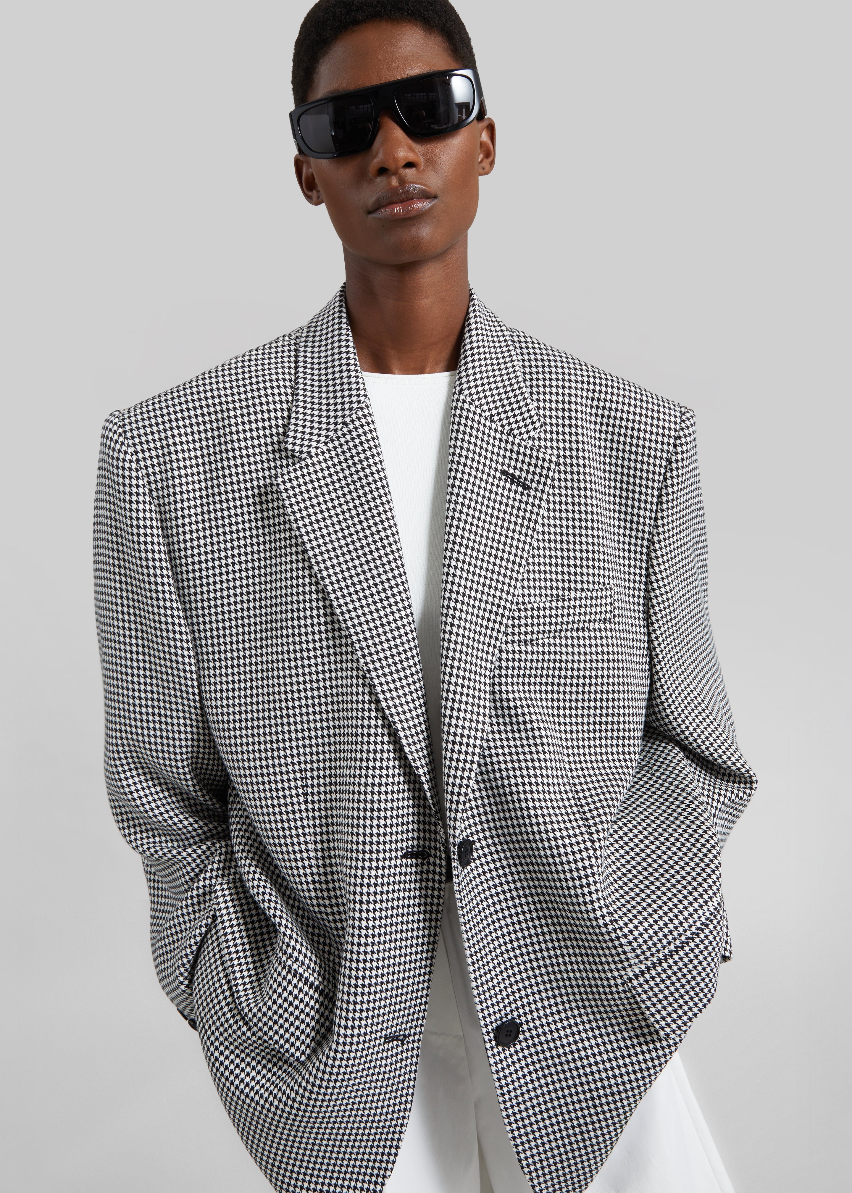 Blazer Olivella oversize à épaulettes - Pied-de-poule noir - 6