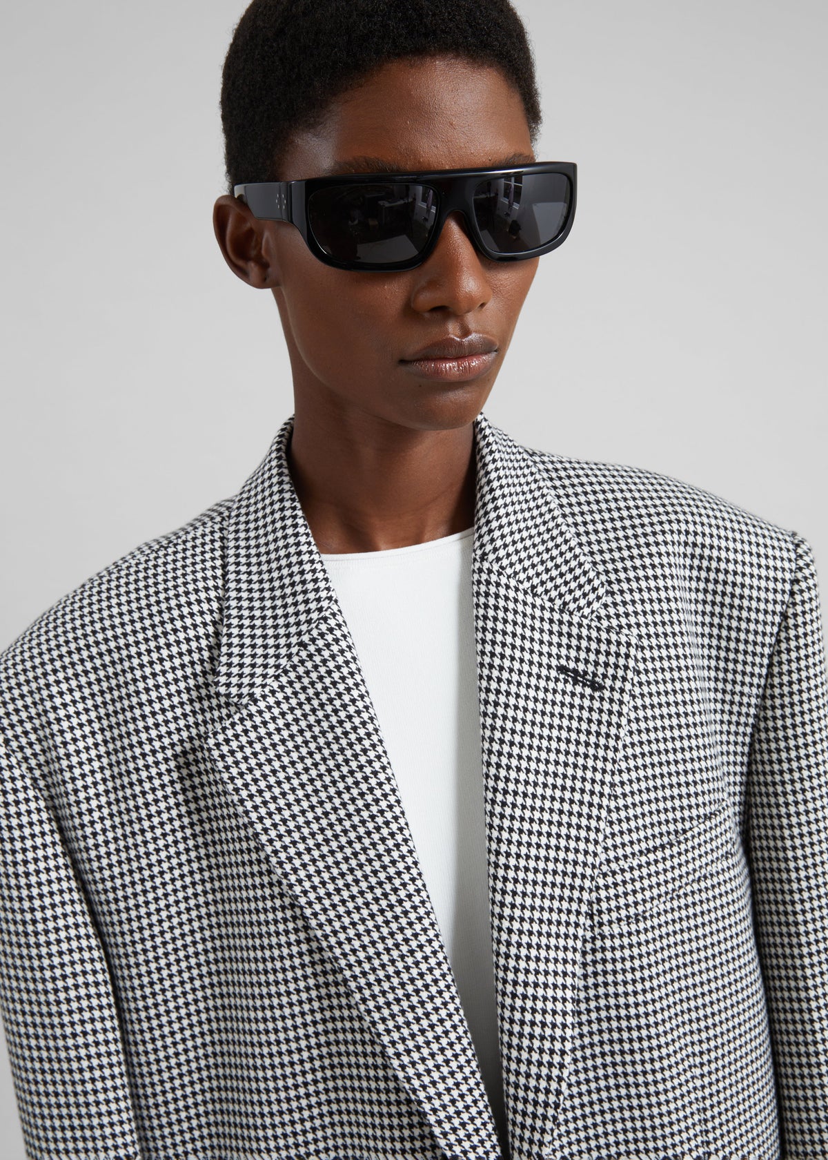 Blazer Olivella oversize à épaulettes - Pied-de-poule noir - 4