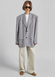 Blazer Olivella oversize à épaulettes - Pied-de-poule noir