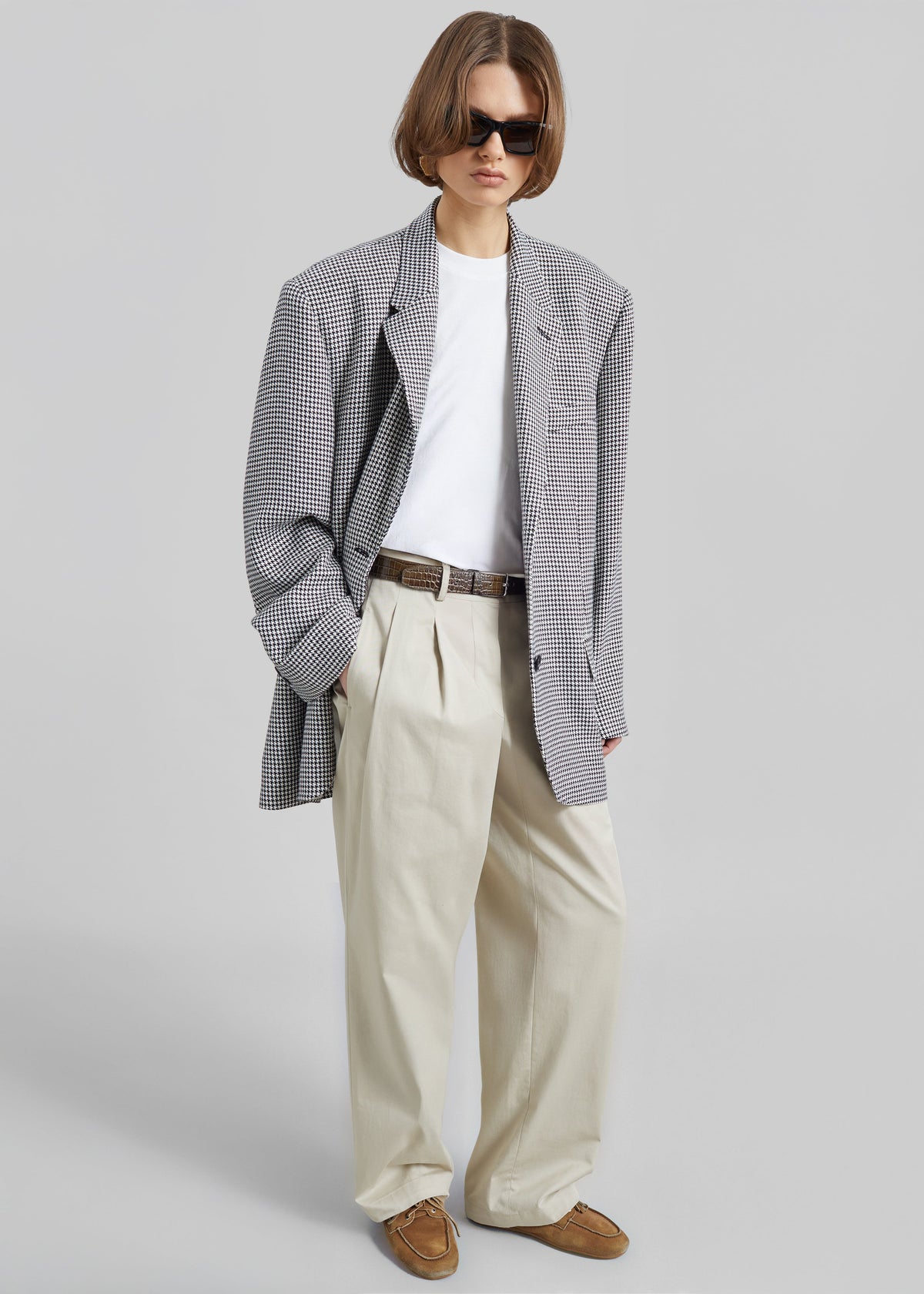 Blazer Olivella oversize à épaulettes - Pied-de-poule noir - 5