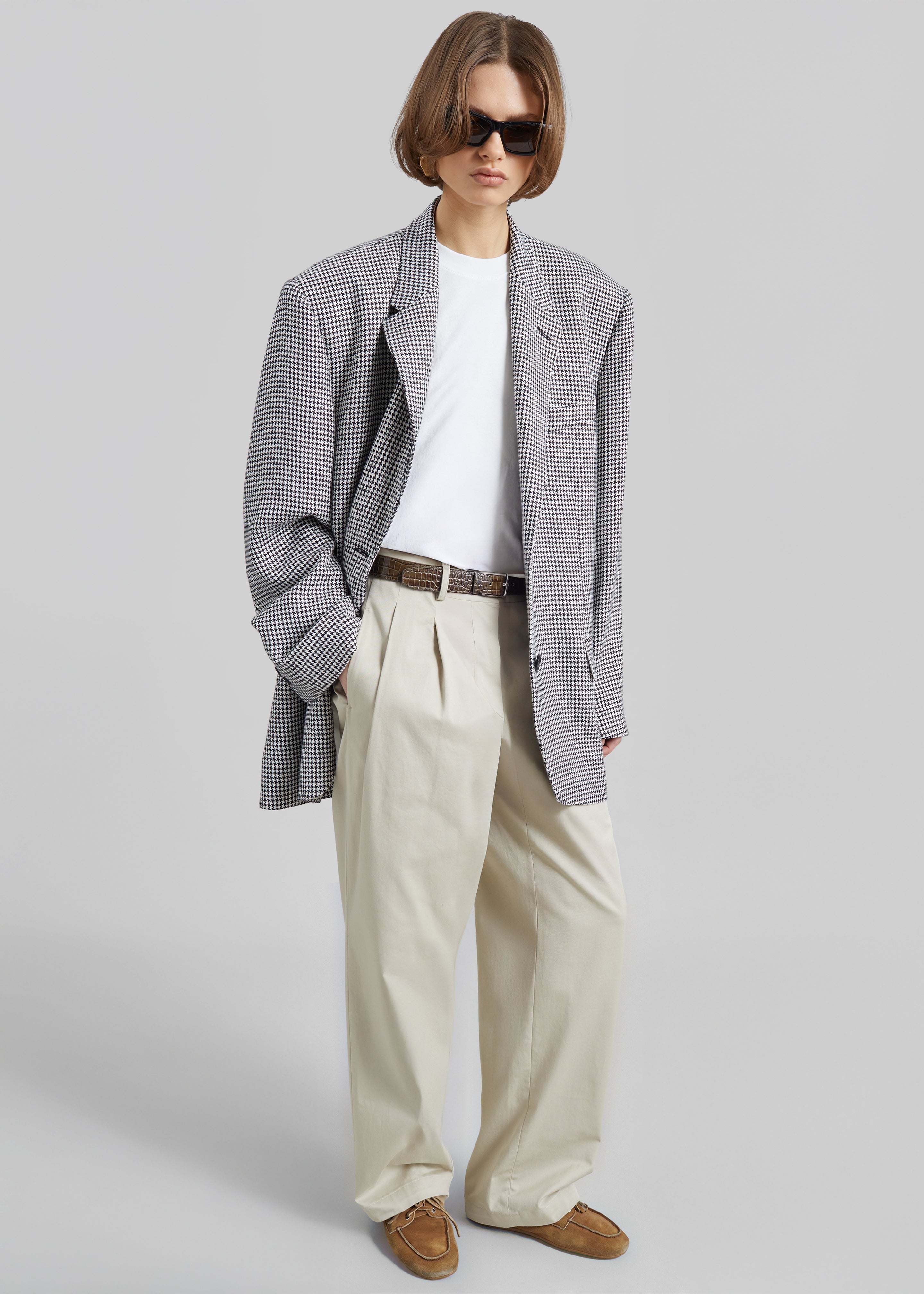 Blazer Olivella oversize à épaulettes - Pied-de-poule noir - 5