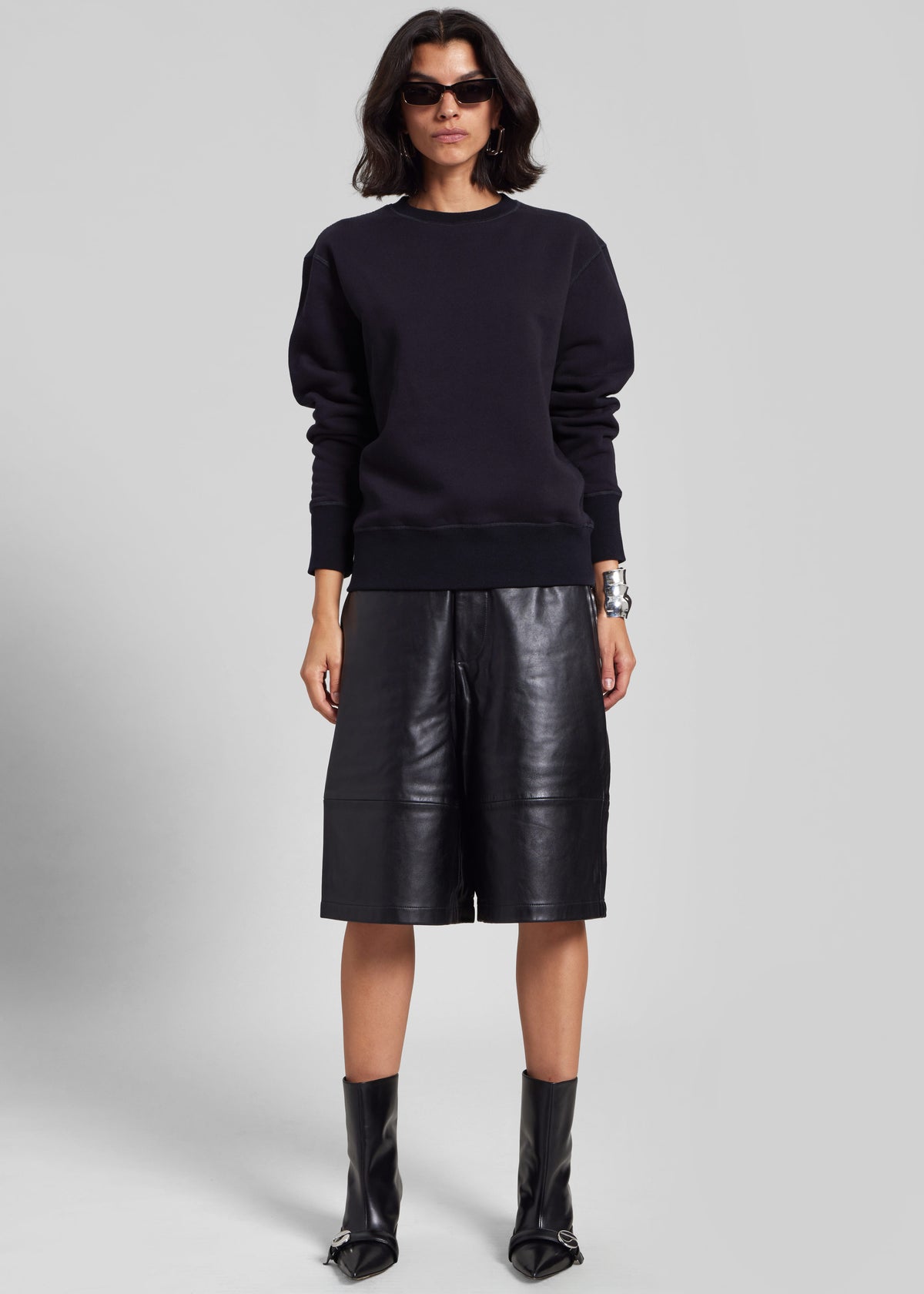 Olivia Leather Bermuda Shorts - Black - 11