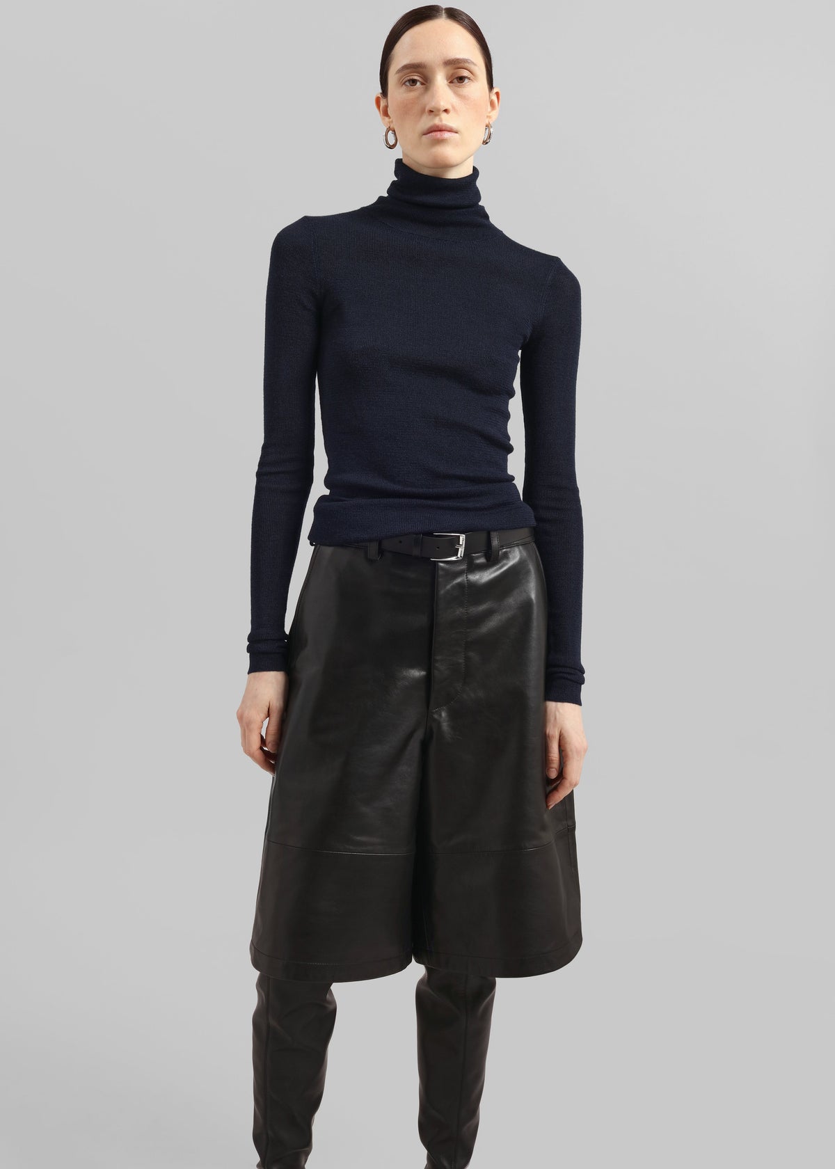 Olivia Leather Bermuda Shorts - Black - 9