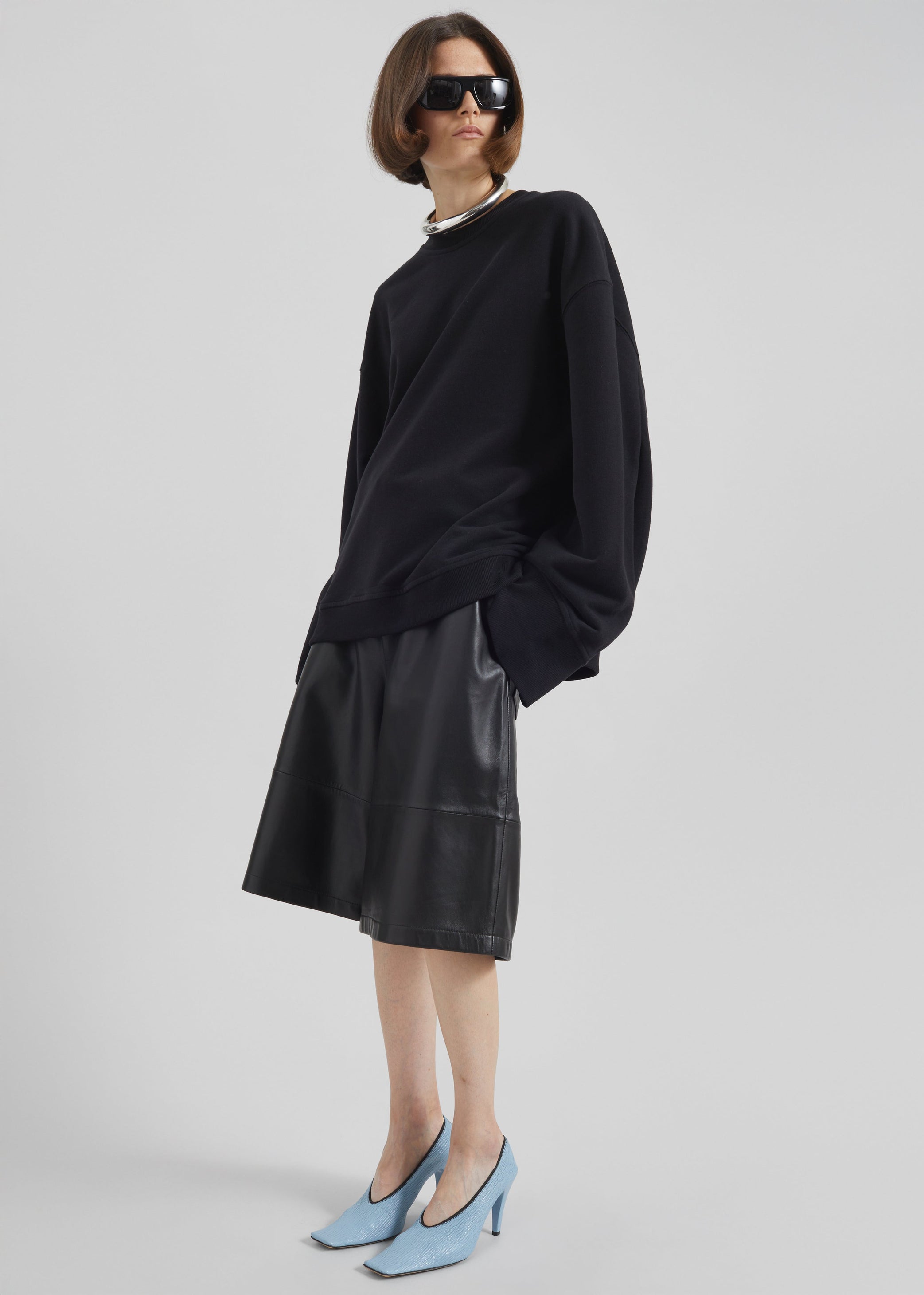 Shop the look image for Olivia Leather Bermuda Shorts - Black