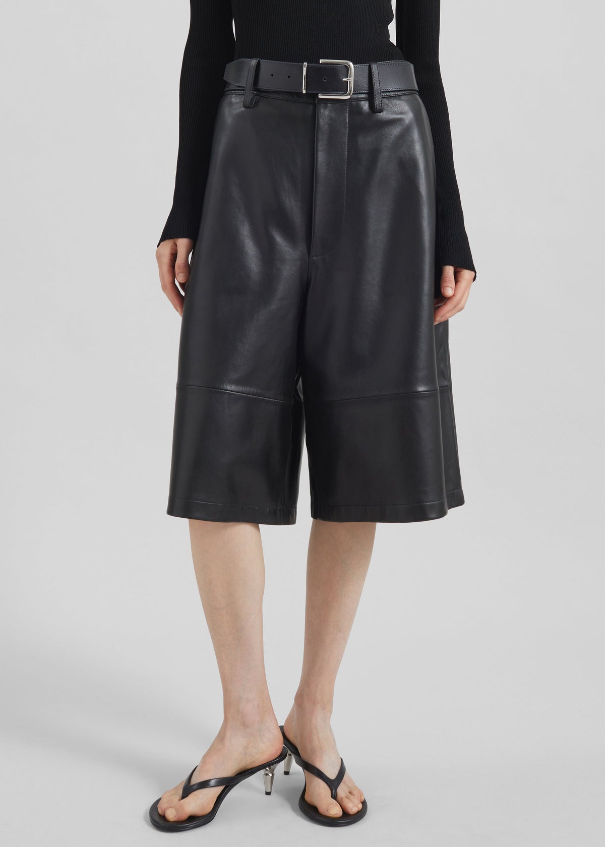 Olivia Leather Bermuda Shorts - Black - 4