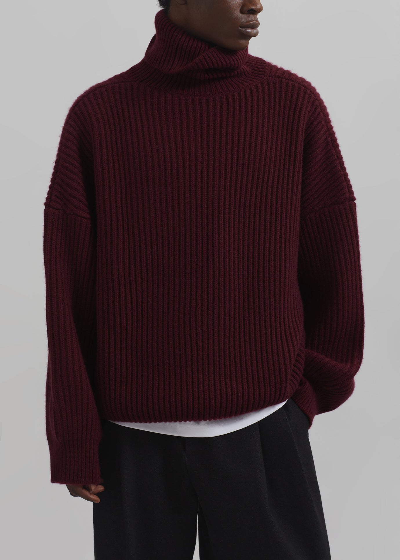 Olney Oversized Wool Turtleneck - Burgundy - 1