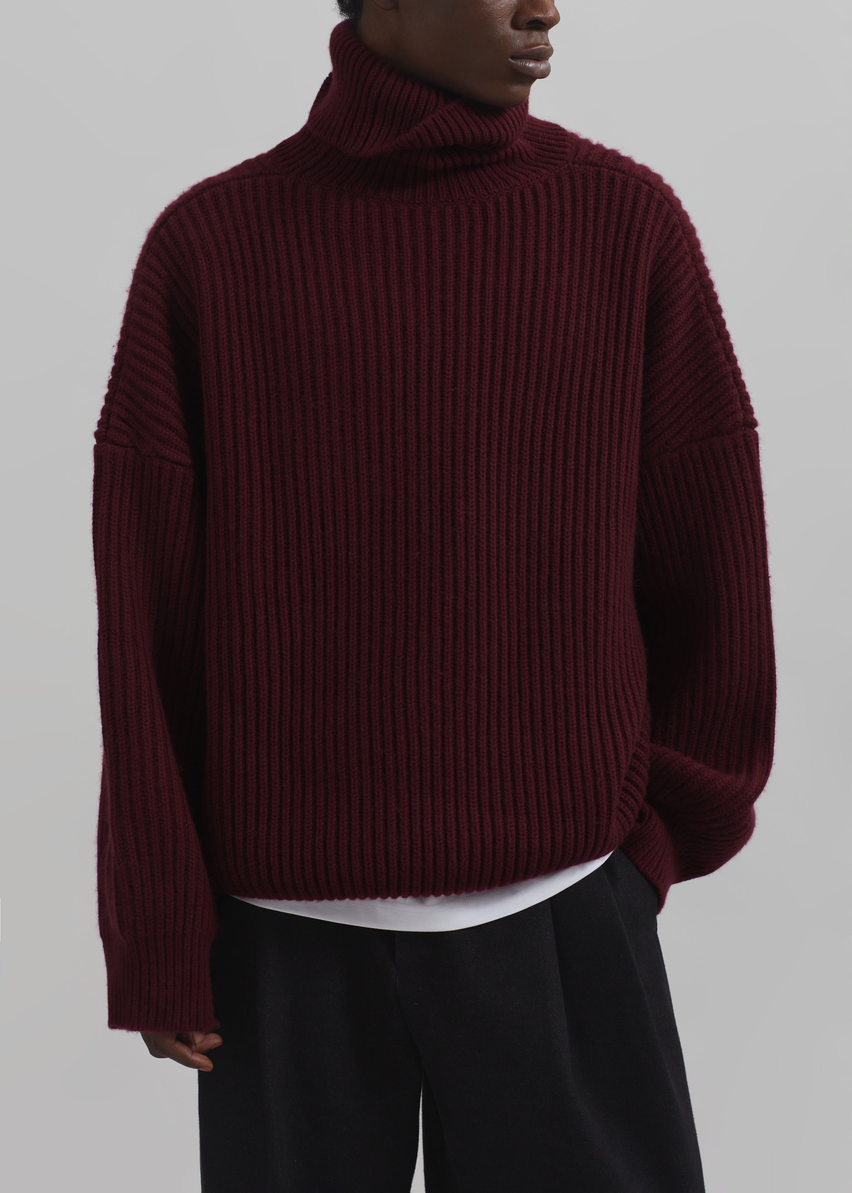 Olney Oversized Wool Turtleneck - Burgundy - 15 - [gender-male]