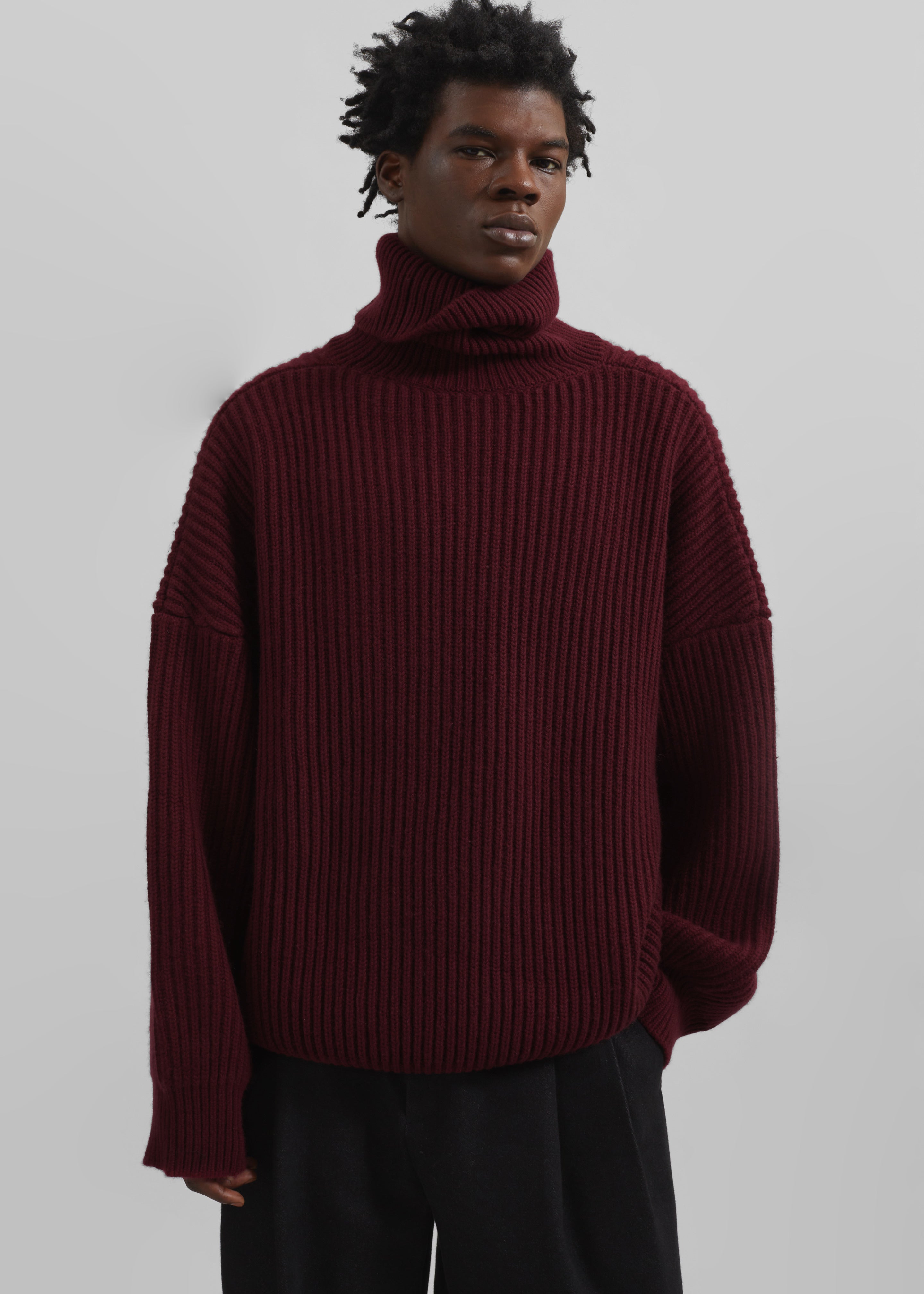 Olney Oversized Wool Turtleneck - Burgundy - 14 - [gender-male]