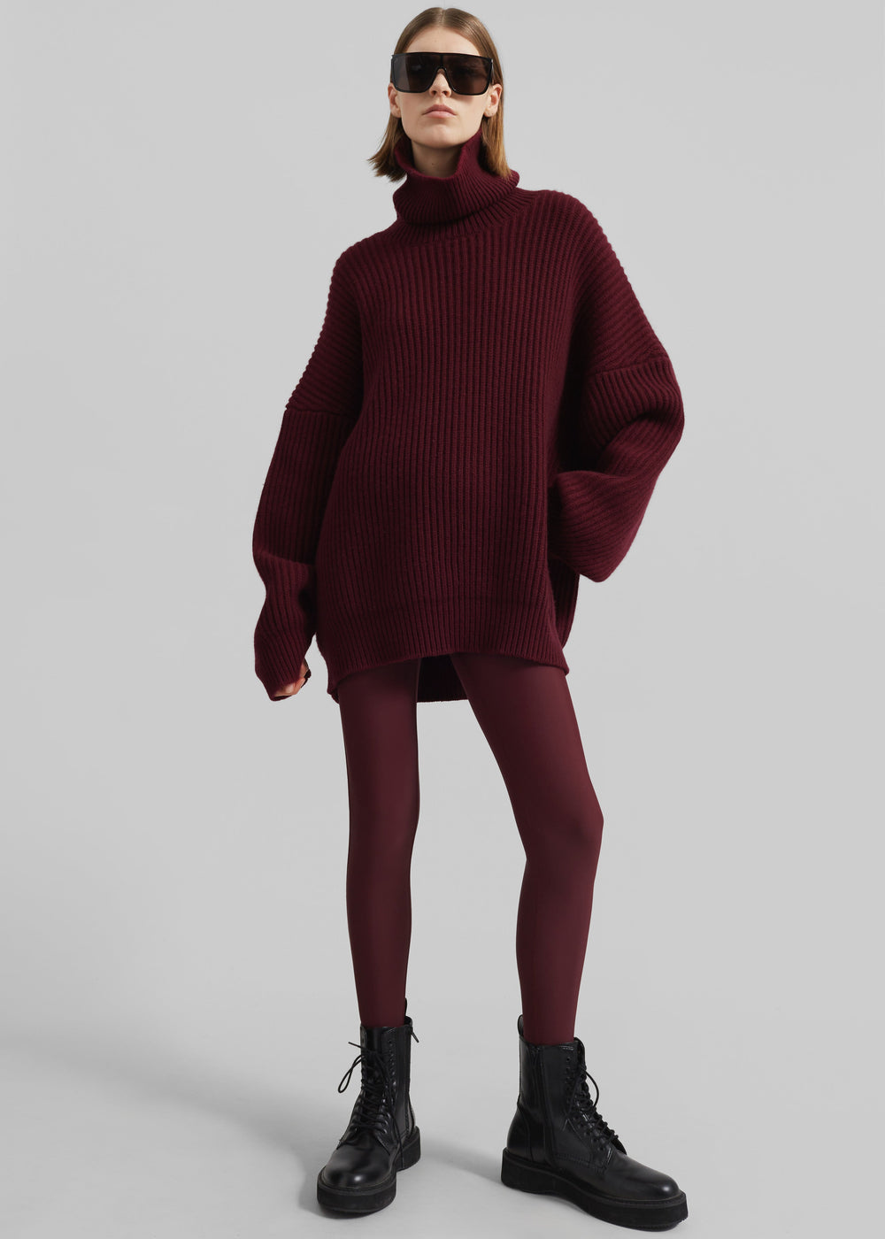 Olney Oversized Wool Turtleneck - Burgundy