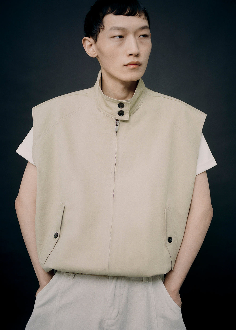 Oltrano Sleeveless Jacket - Beige - 1