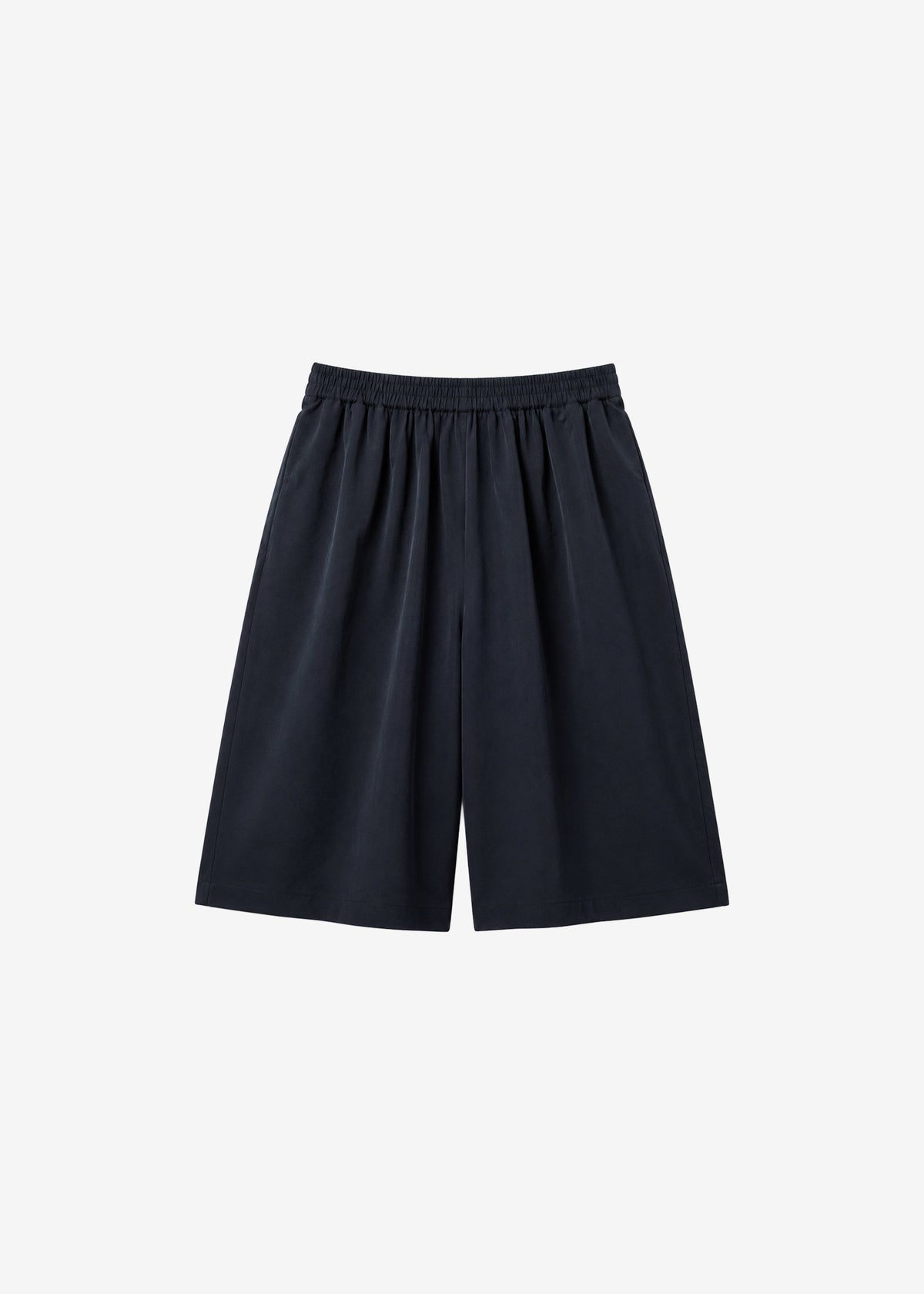 Olyne Satin Wide Bermuda Shorts - Black - 8
