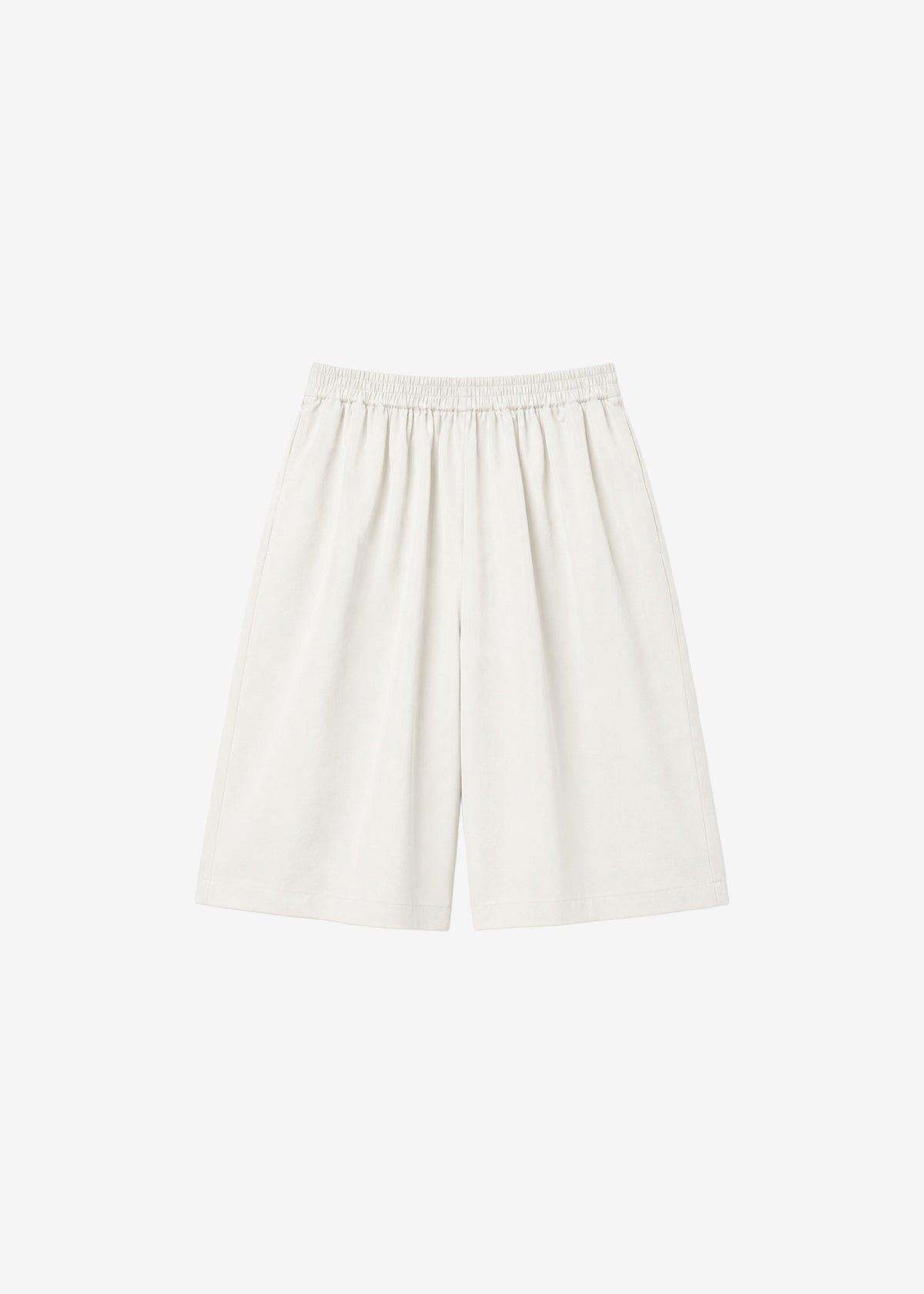 Olyne Satin Wide Bermuda Shorts - Ivory - 7
