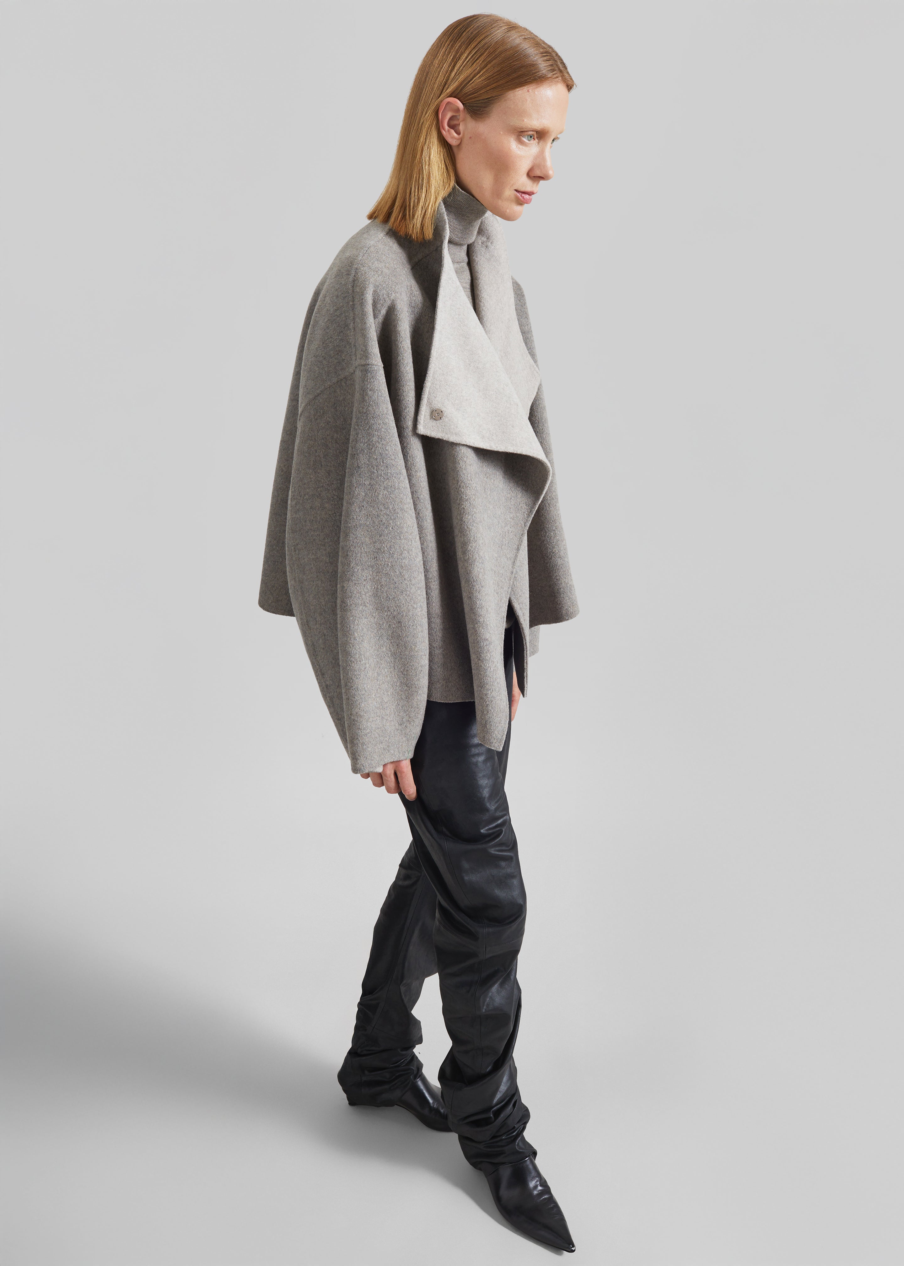 Manteau court Onelle réversible en laine - Beige - 4