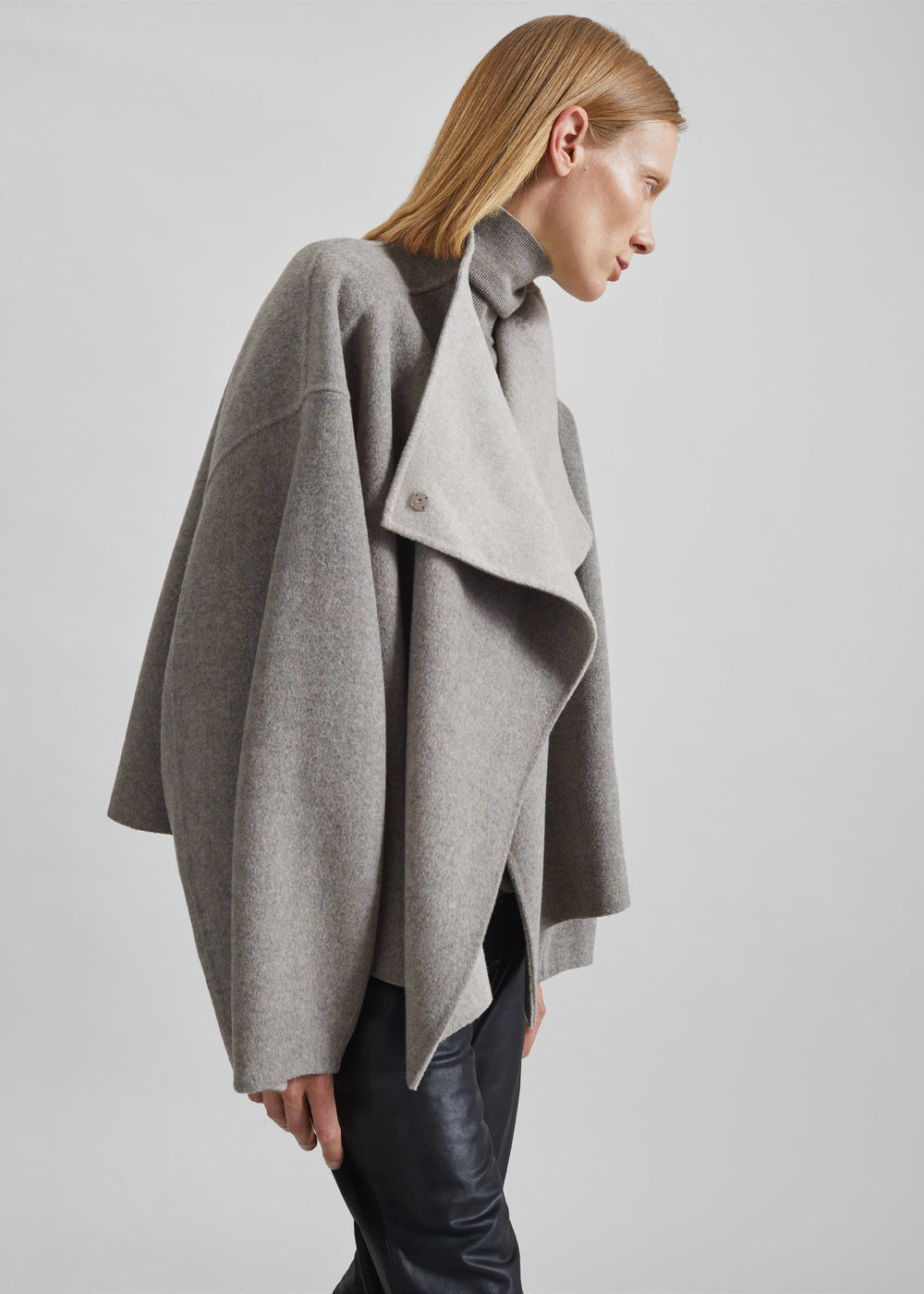 Manteau court Onelle réversible en laine - Beige - 1