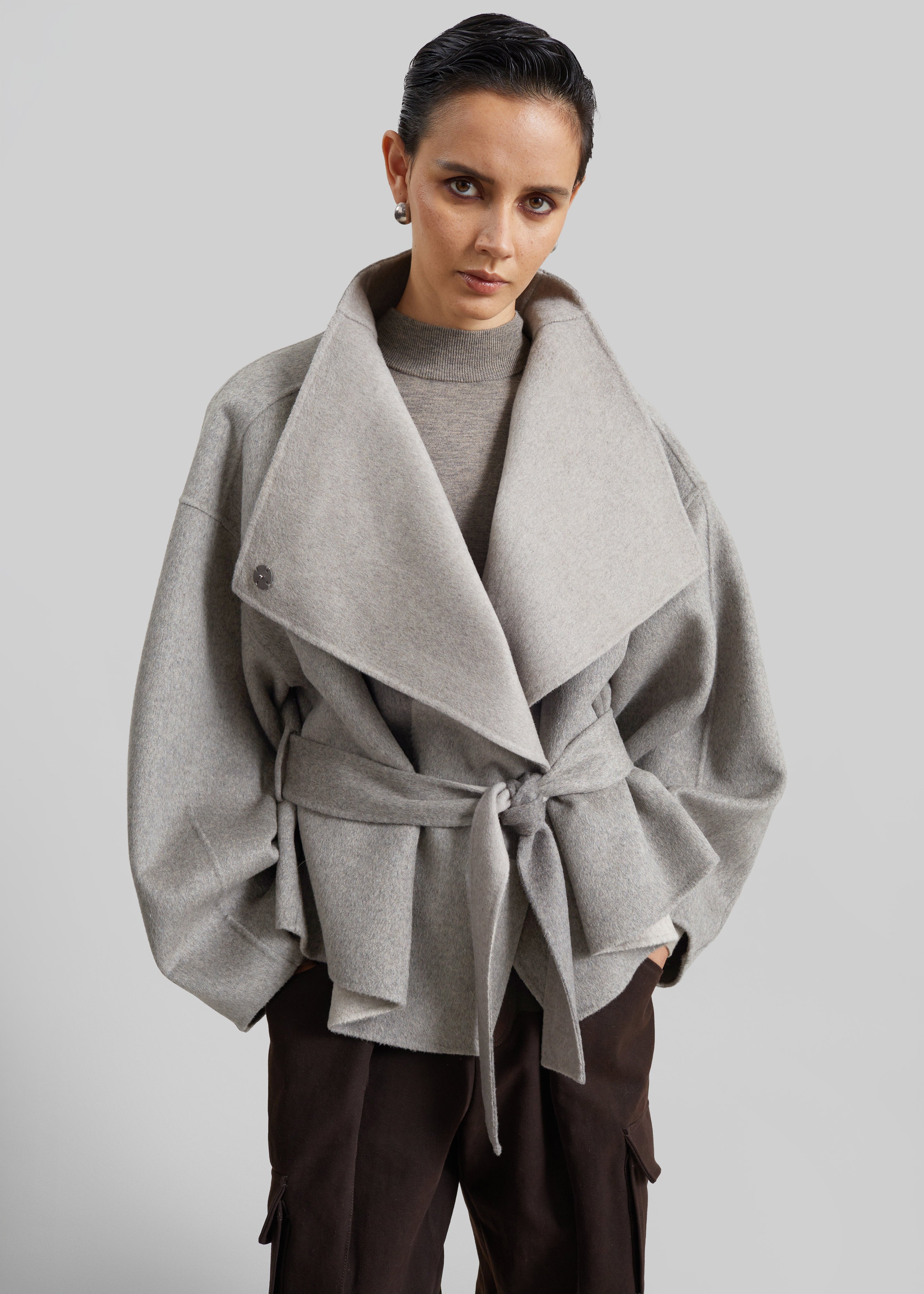 Onelle Wool Reversible Short Coat - Beige - 7