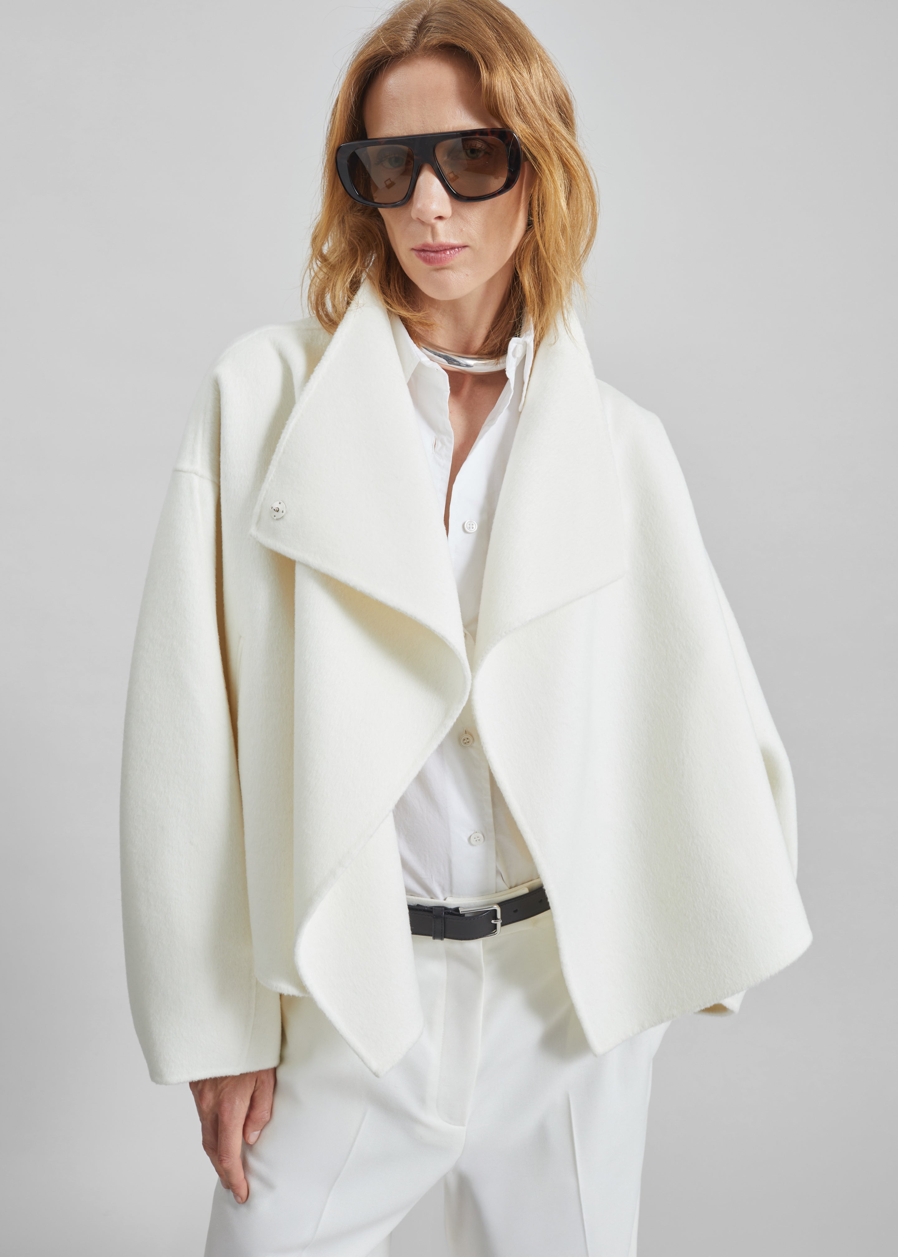 Manteau court Onelle en laine - Blanc - 5