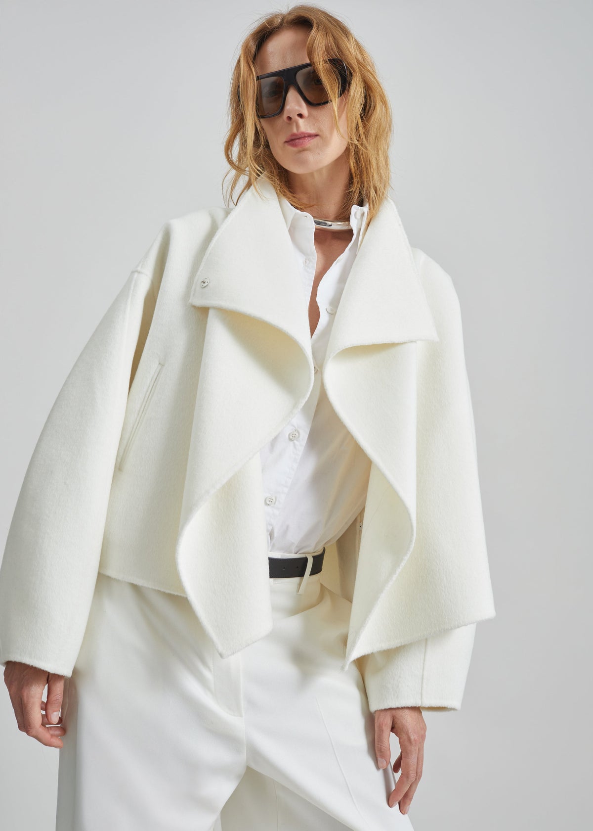 Manteau court Onelle en laine - Blanc - 7