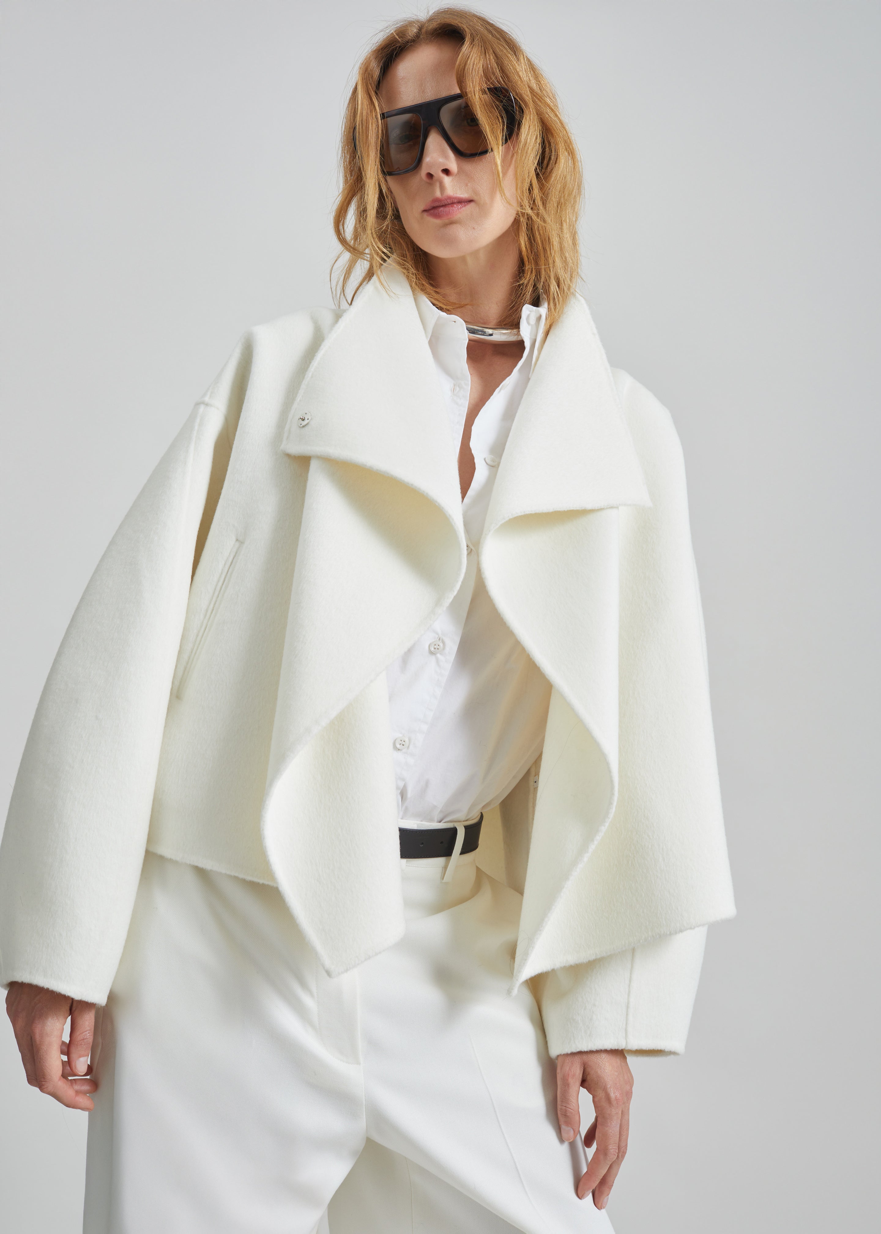 Manteau court Onelle en laine - Blanc - 7