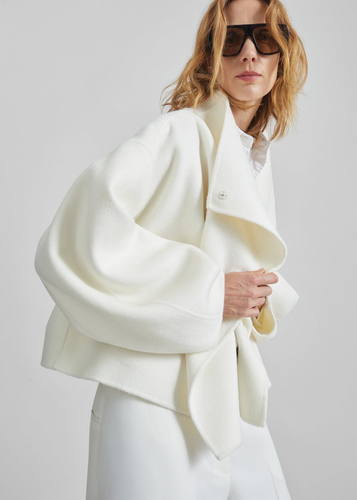Manteau court Onelle en laine - Blanc - 8