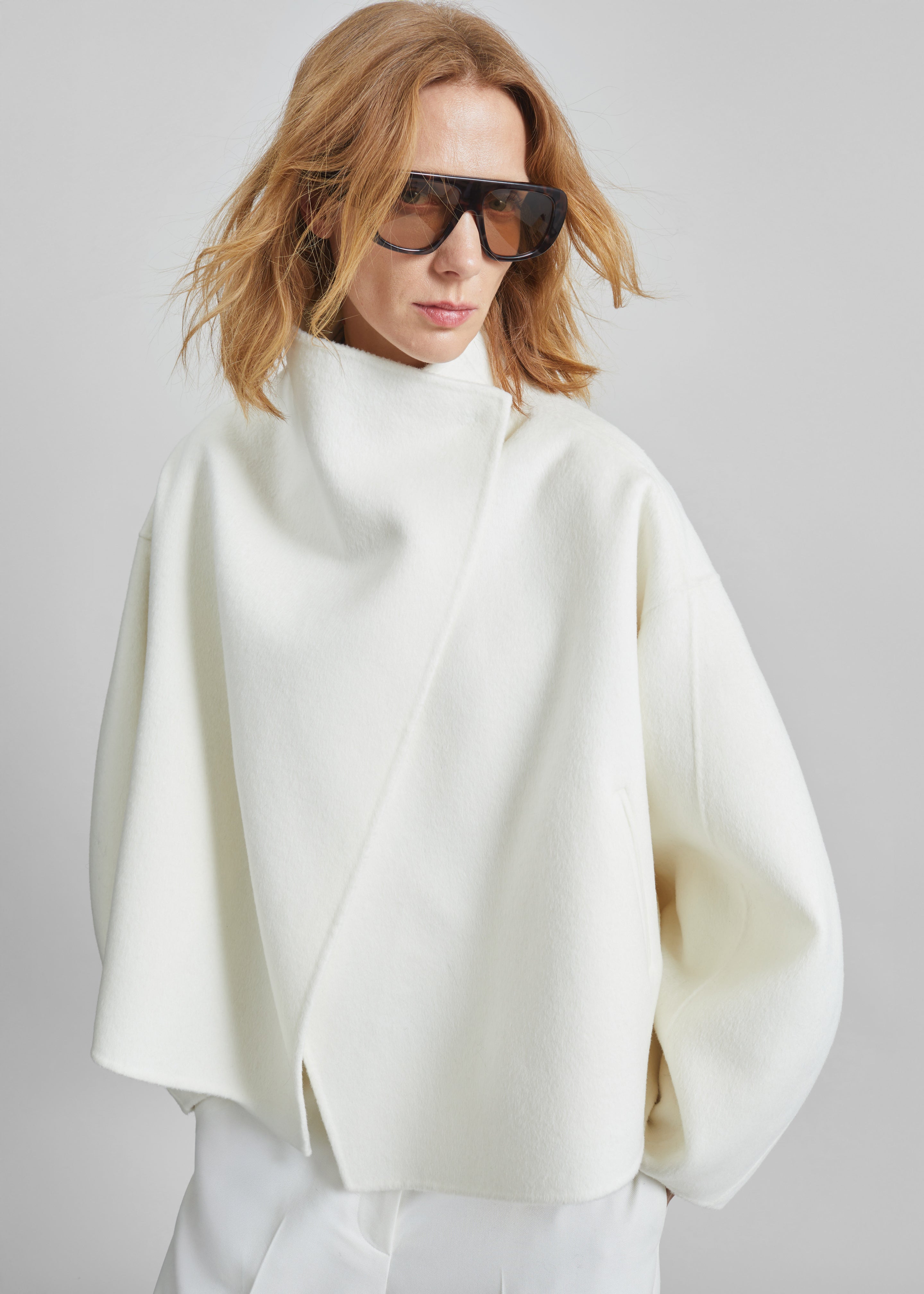 Manteau court Onelle en laine - Blanc - 2