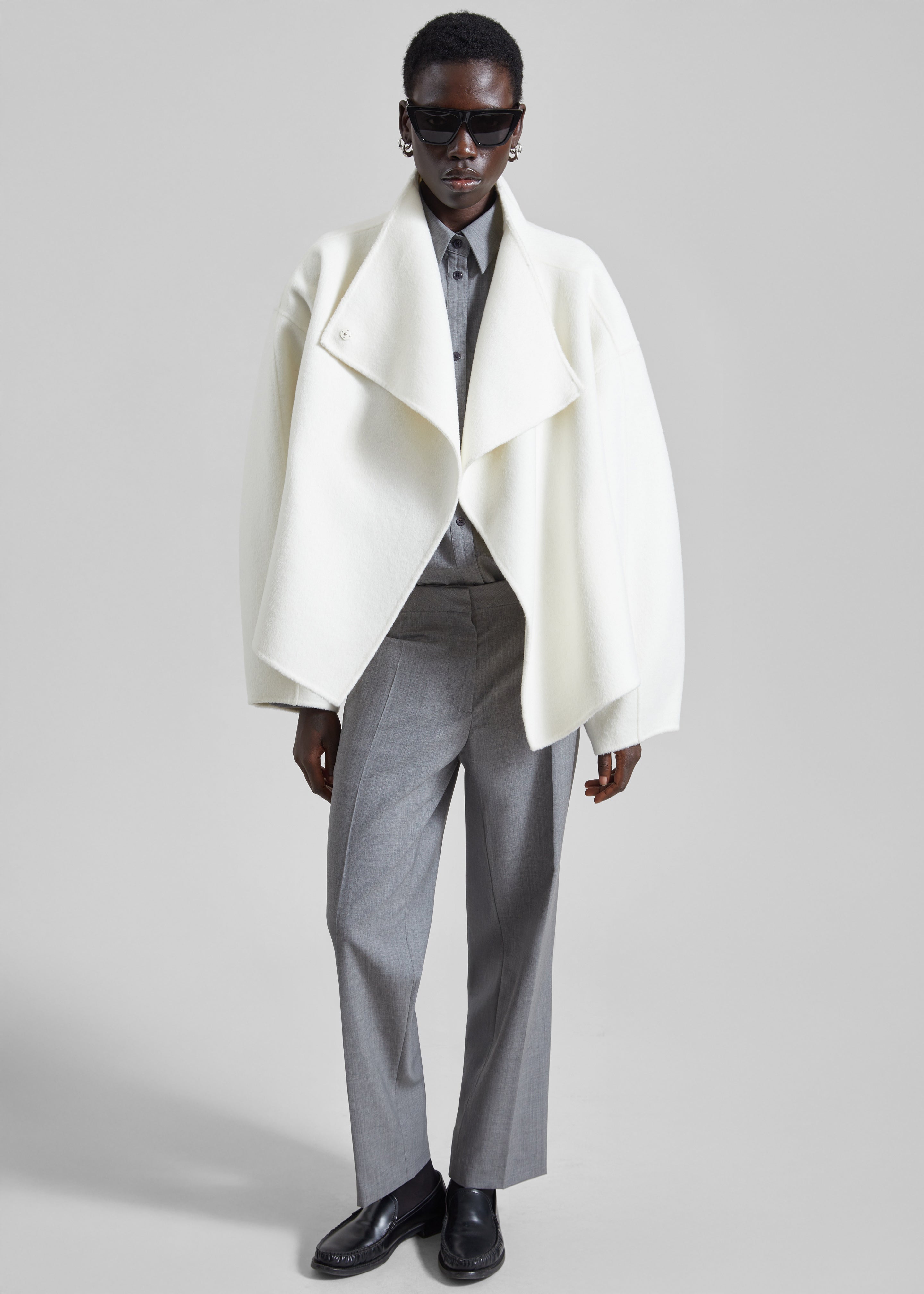 Manteau court Onelle en laine - Blanc - 9