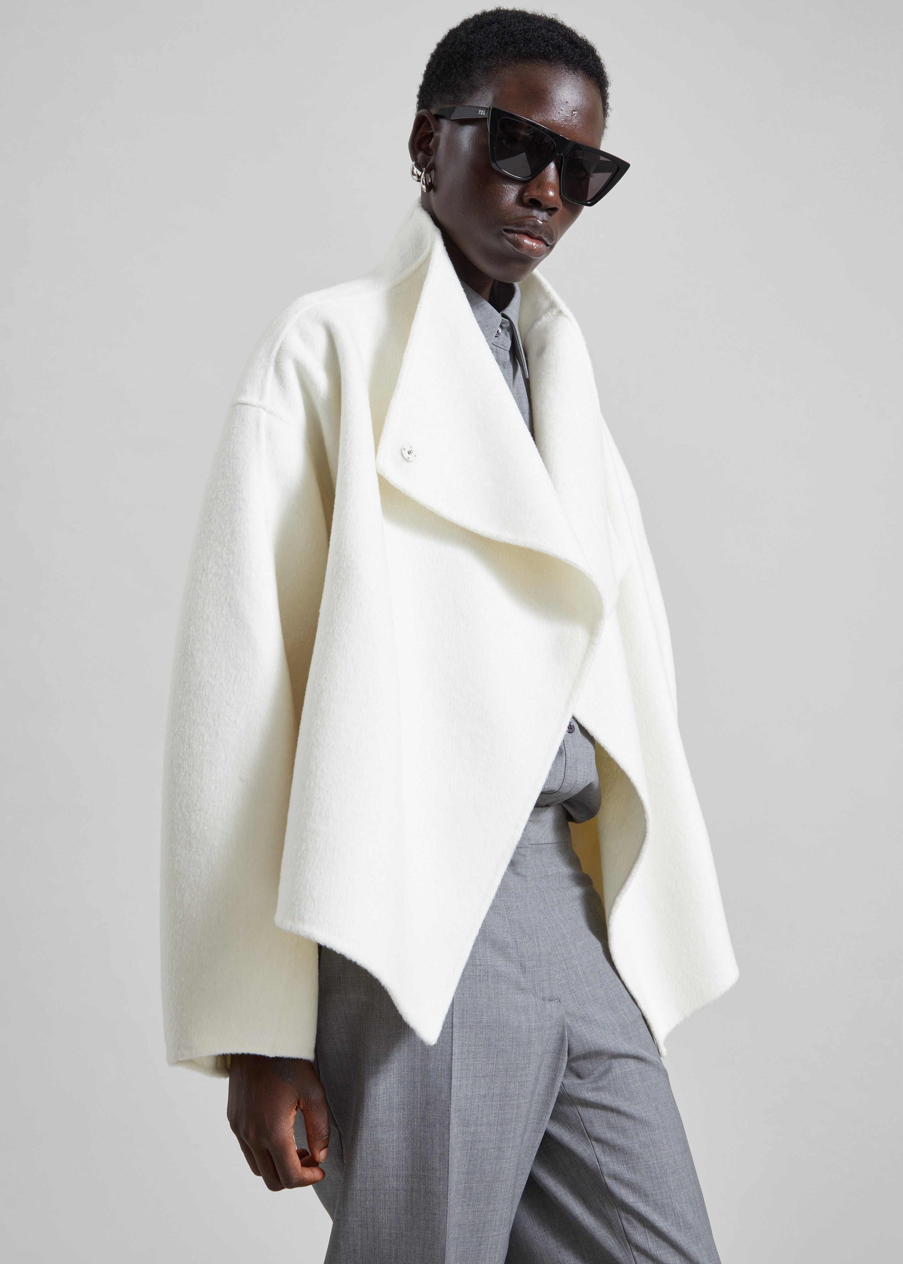 Manteau court Onelle en laine - Blanc - 3