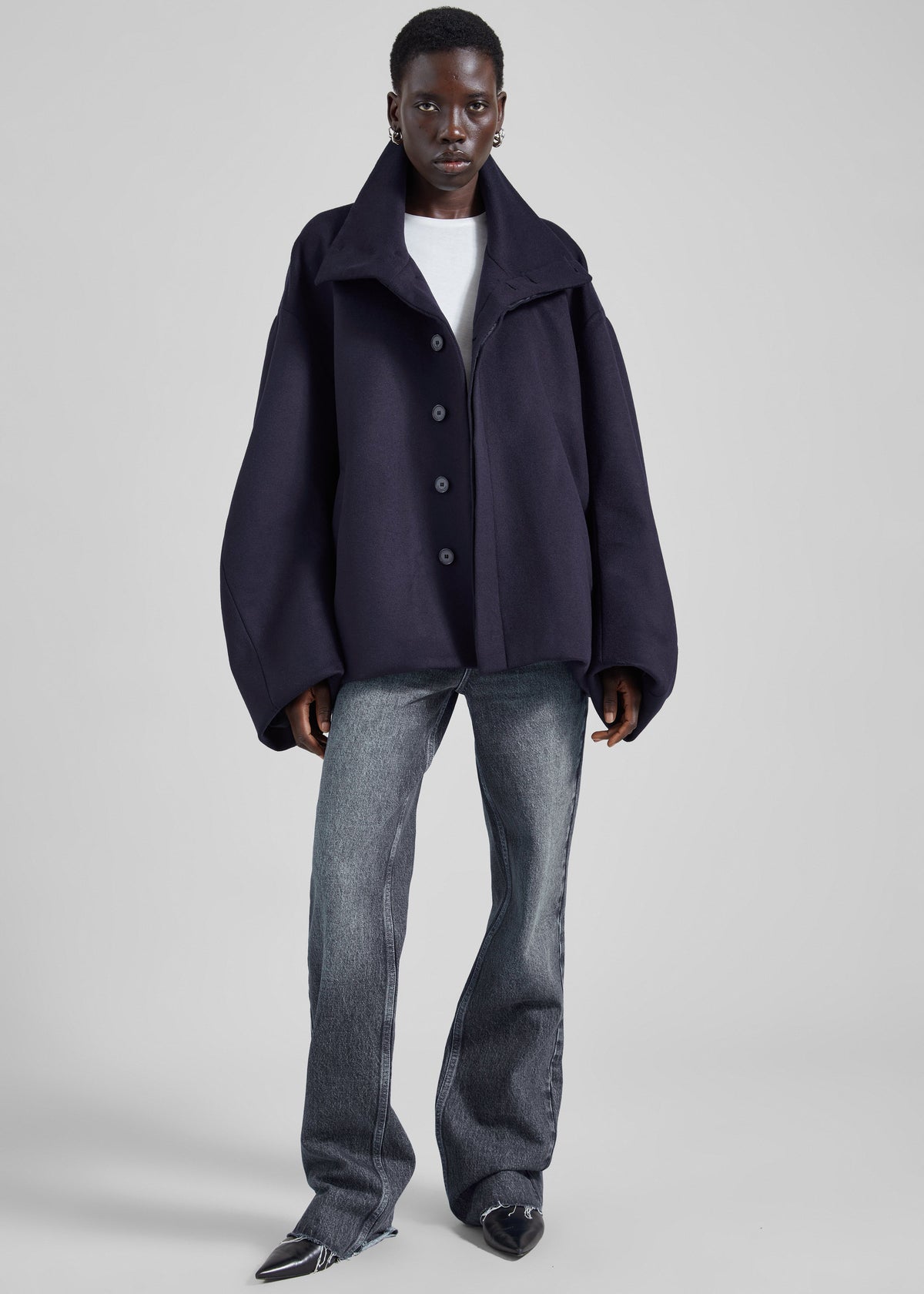Onna Wool Short Coat - Navy