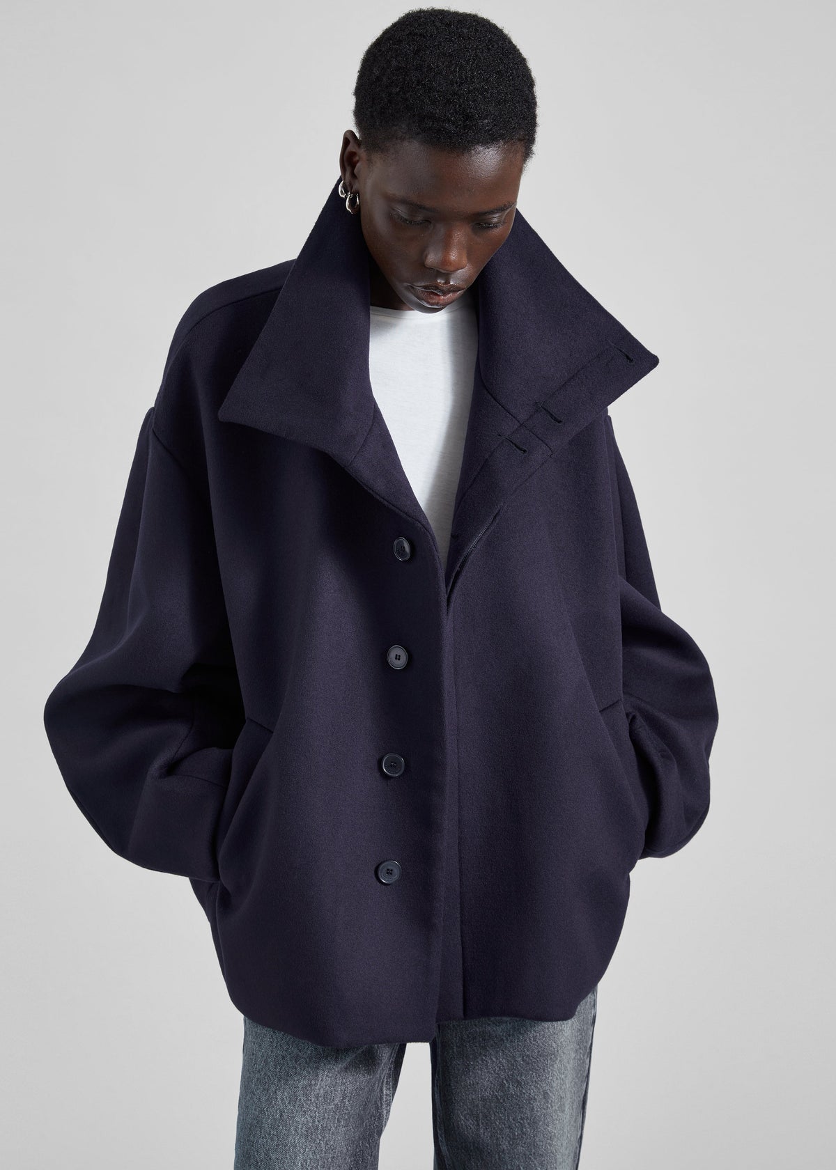 Onna Wool Short Coat - Navy