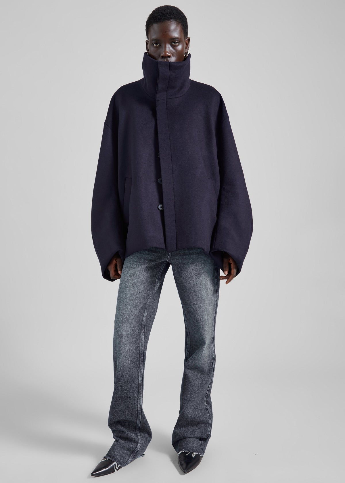 Onna Wool Short Coat - Navy