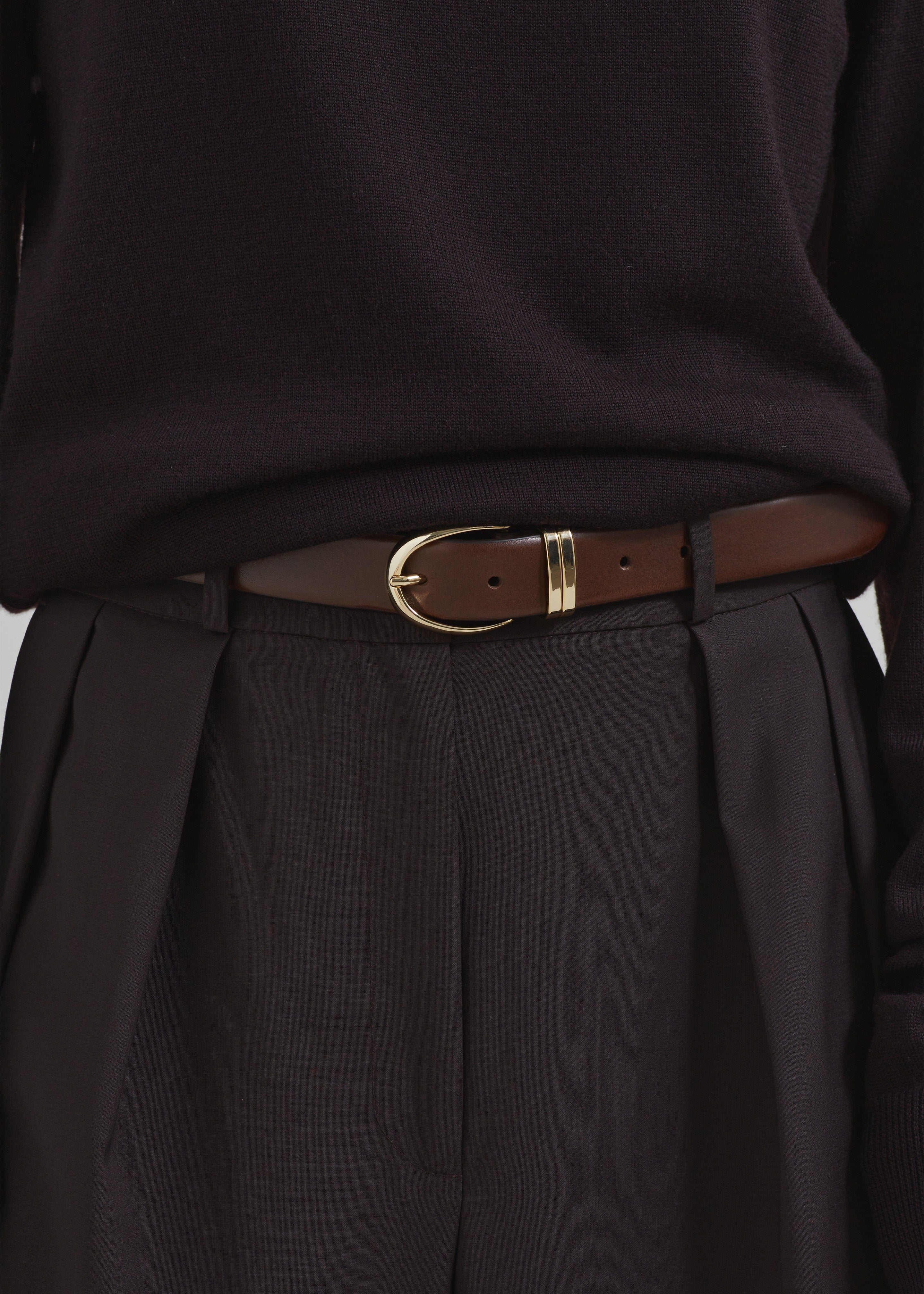 Ora Leather Belt - Brown/Gold - 2