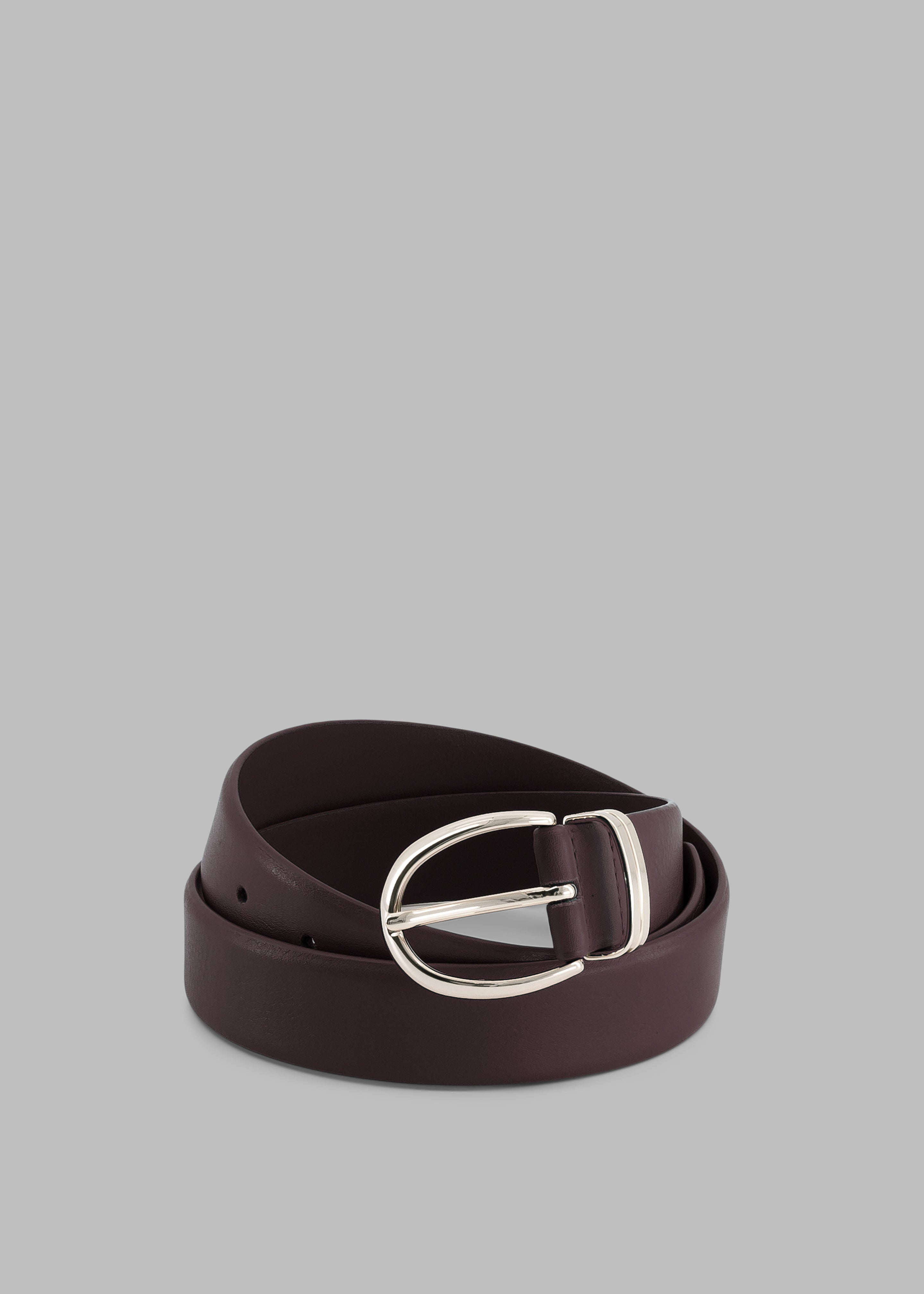 Ora Leather Belt - Plum/Silver - 1