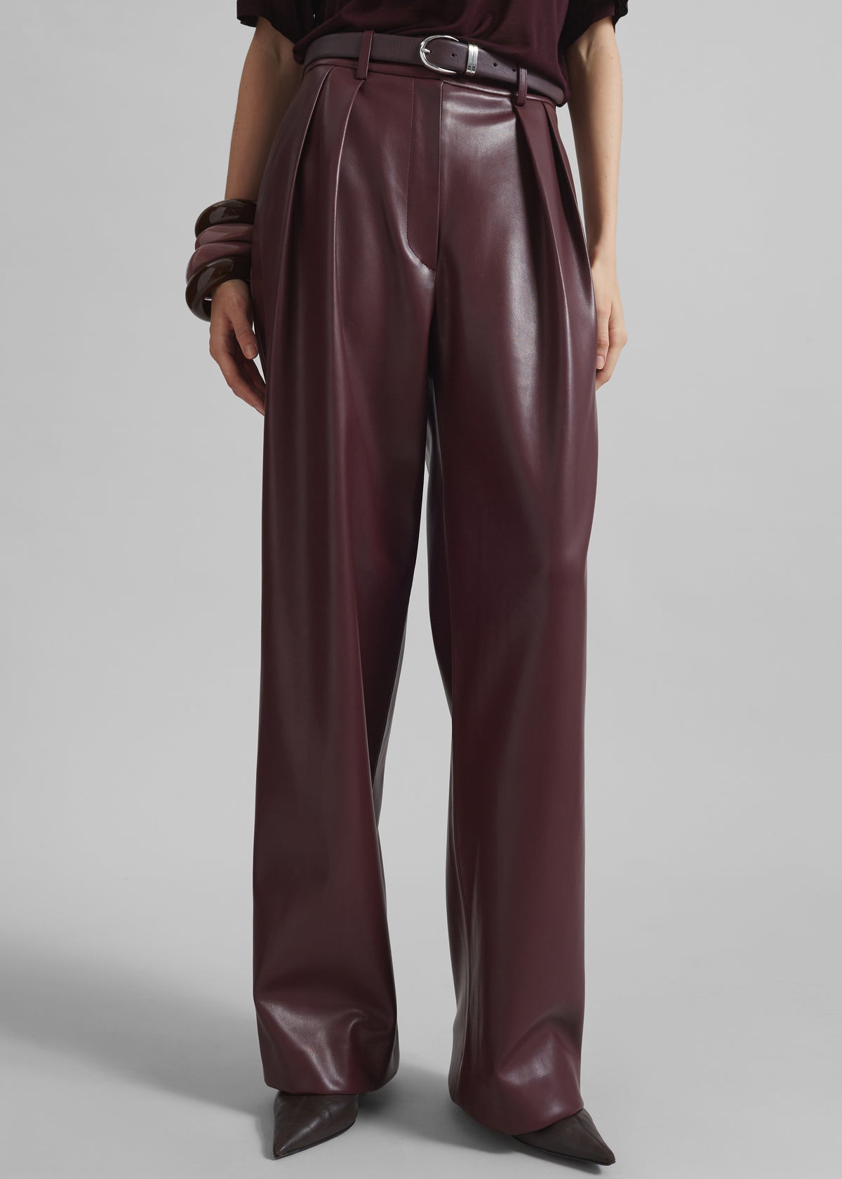 Ora Leather Belt - Plum/Silver - 7