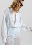Oria Sheer Silk Chiffon Shirt - Pale Blue