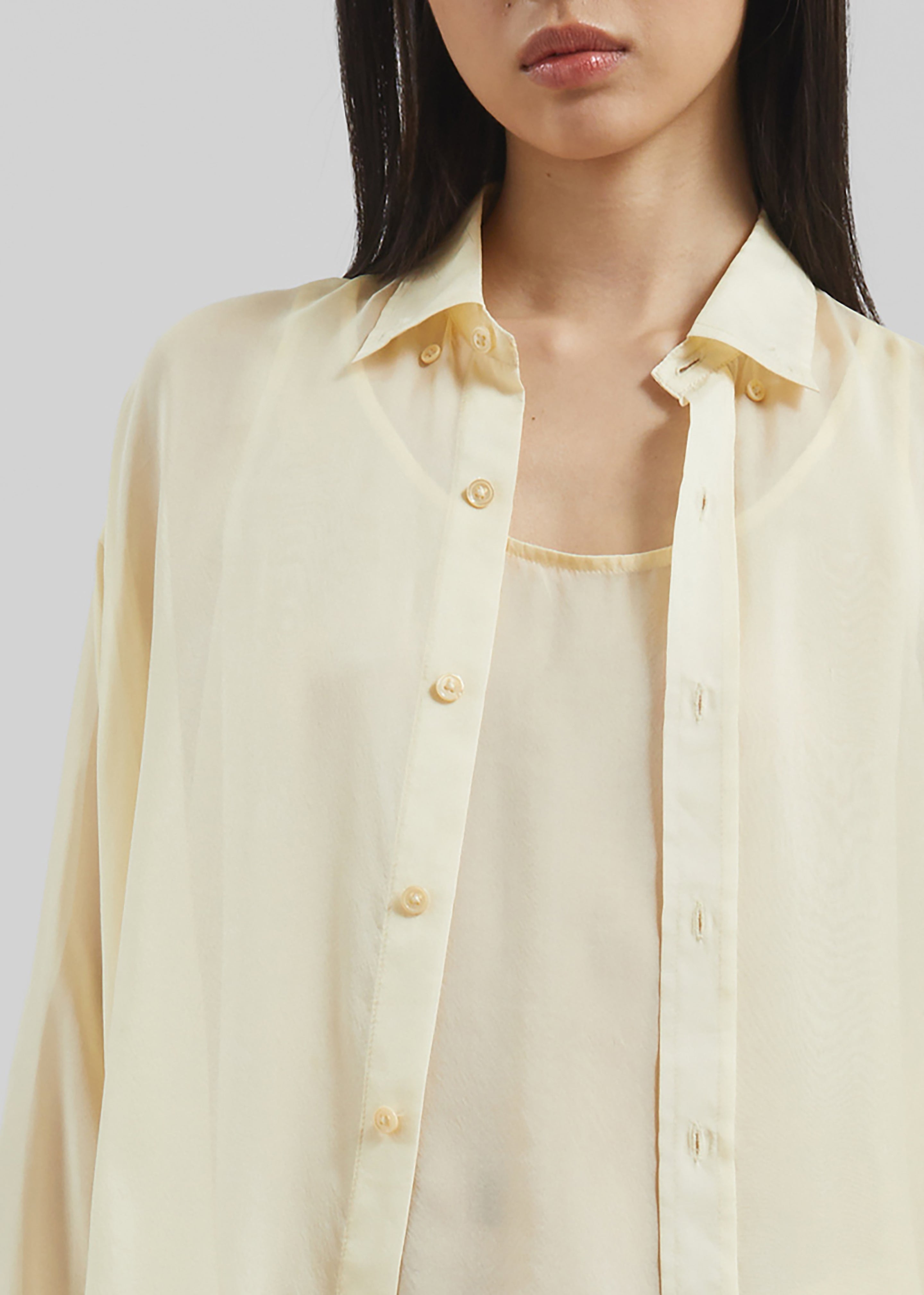 Oria Sheer Silk Chiffon Shirt - Pale Yellow - 9