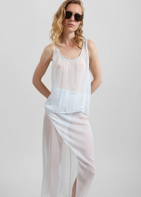 Oria Sheer Silk Chiffon Tank - Pale Blue