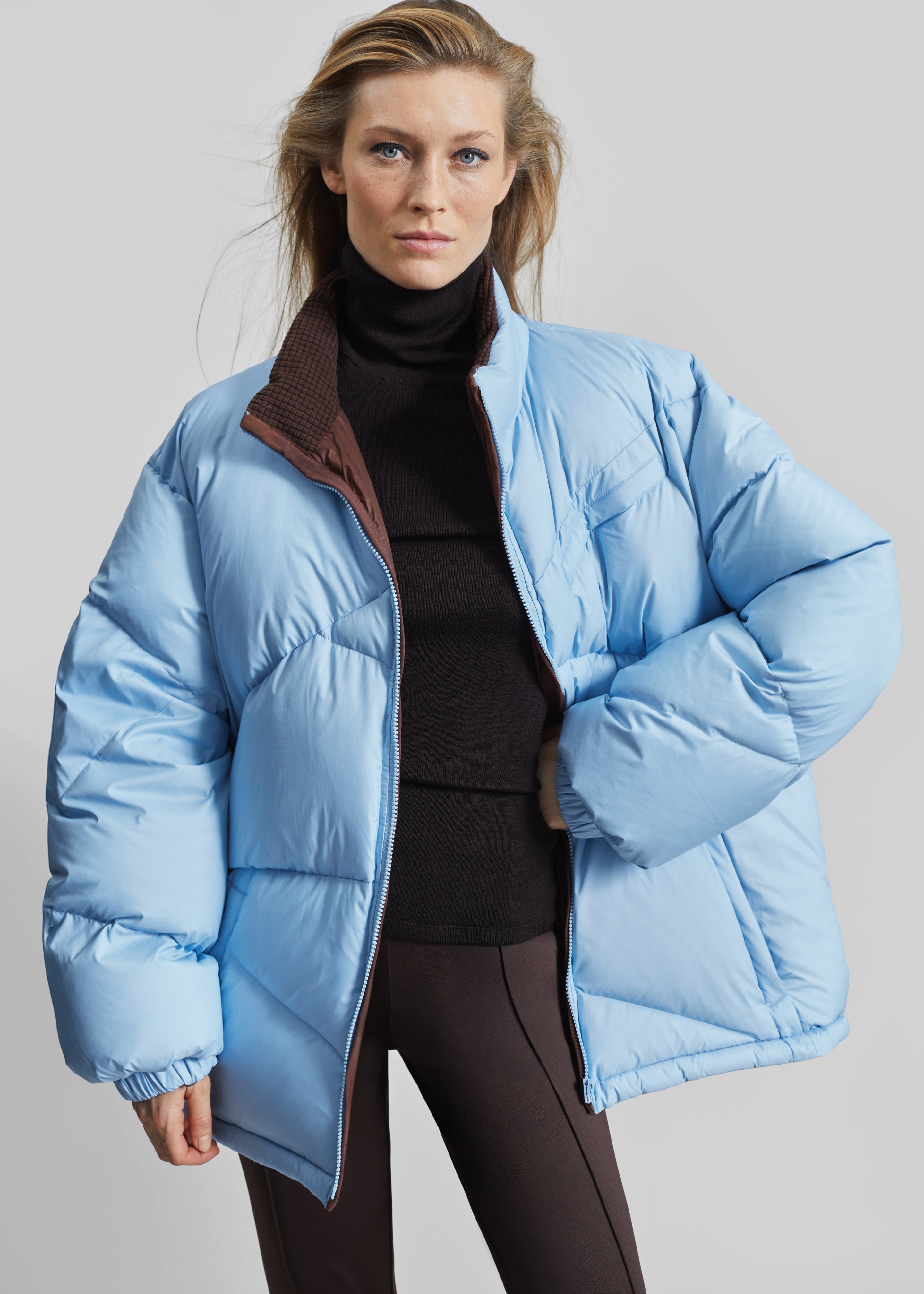 Orino Oversized Puffer Jacket - Blue - 2