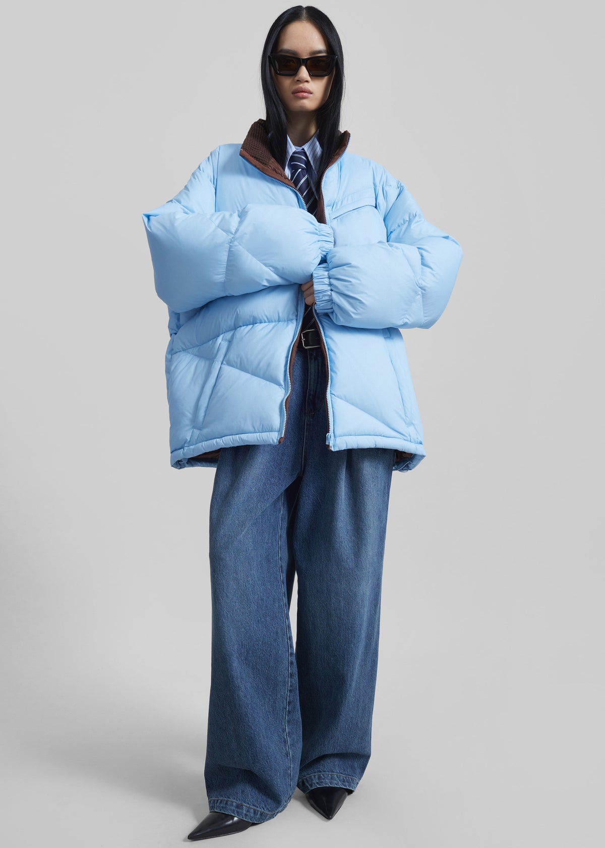 Orino Oversized Puffer Jacket - Blue - 3