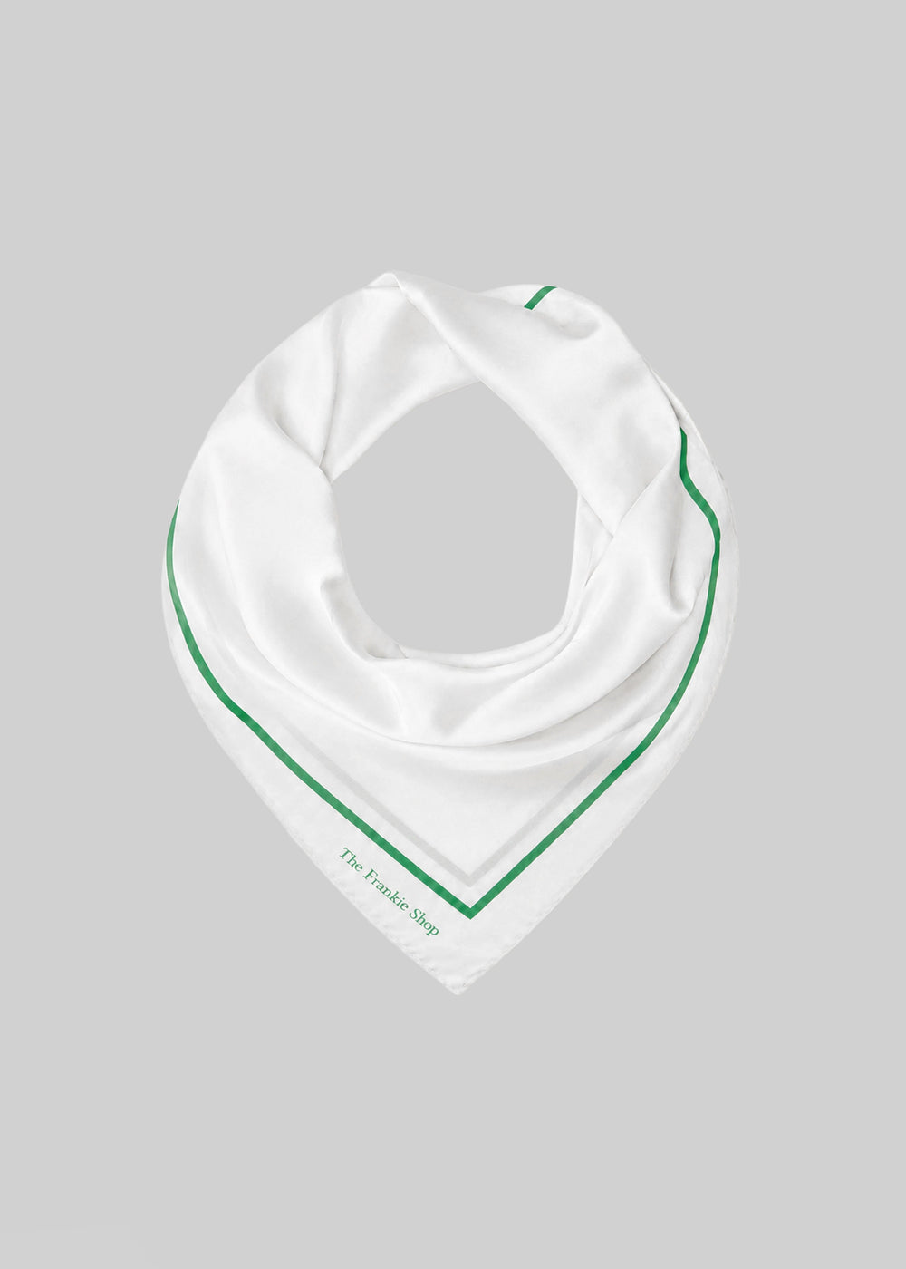 Oris Silk Scarf - White/Green - 1