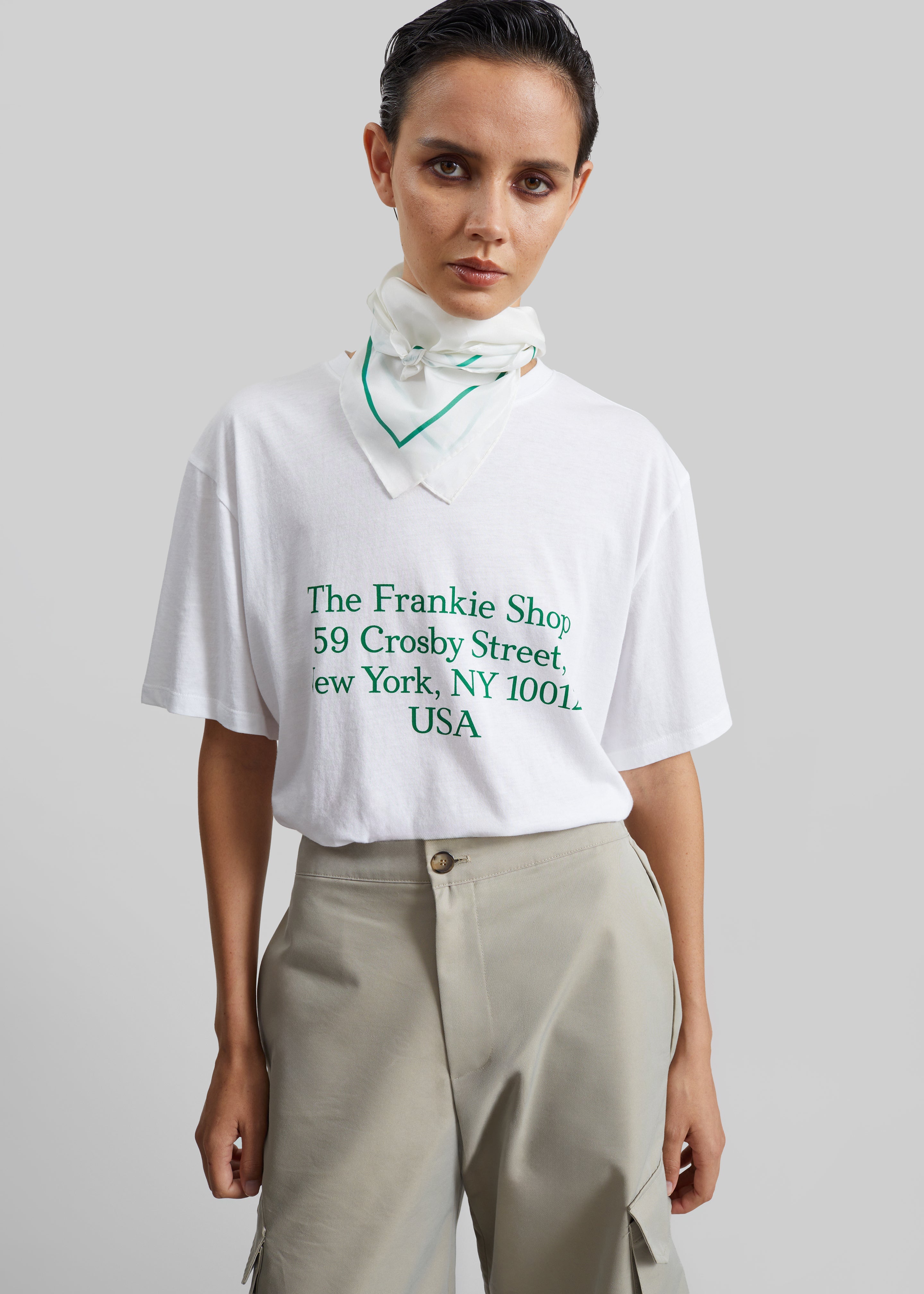 Oris Silk Scarf - White/Green