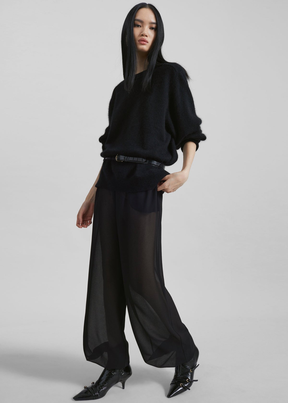 Orissa Sheer Balloon Pants - Black - 4