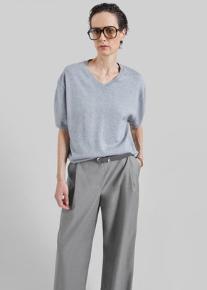 Ornan V-Neck Knit Pullover - Light Grey