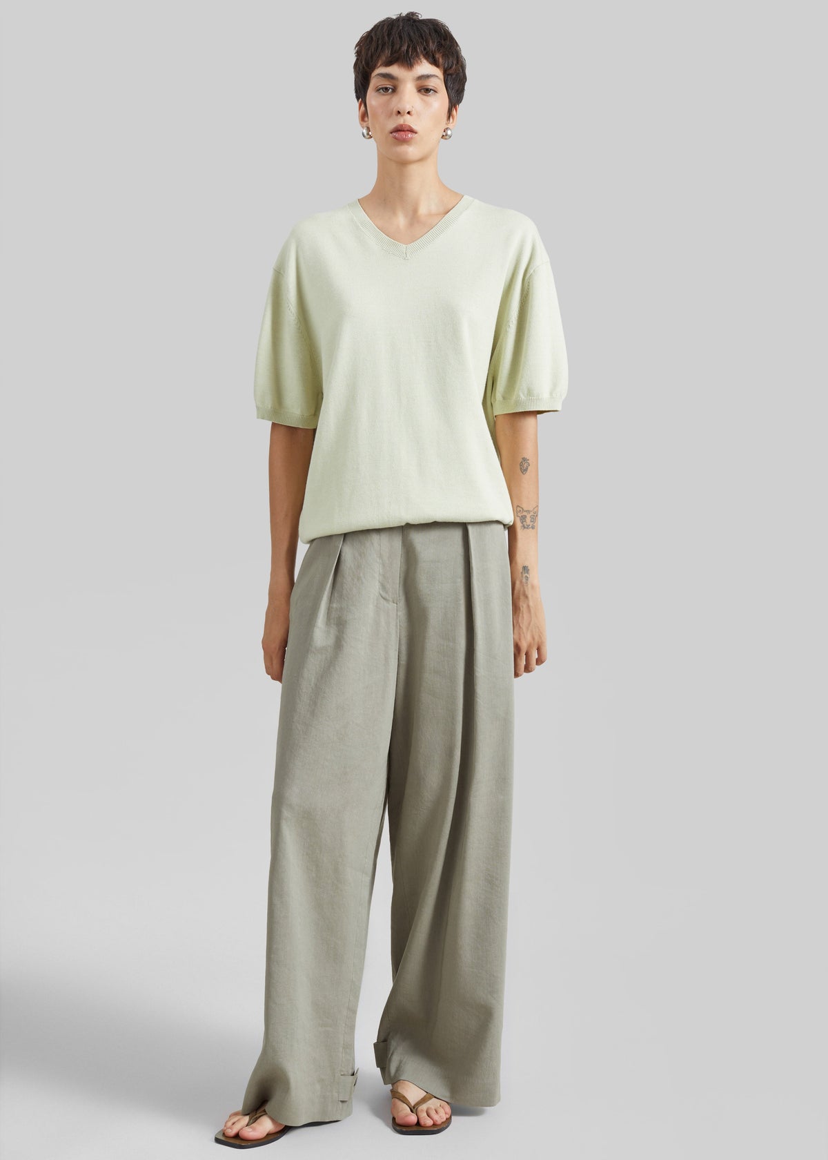 Ornan V-Neck Knit Pullover - Sage