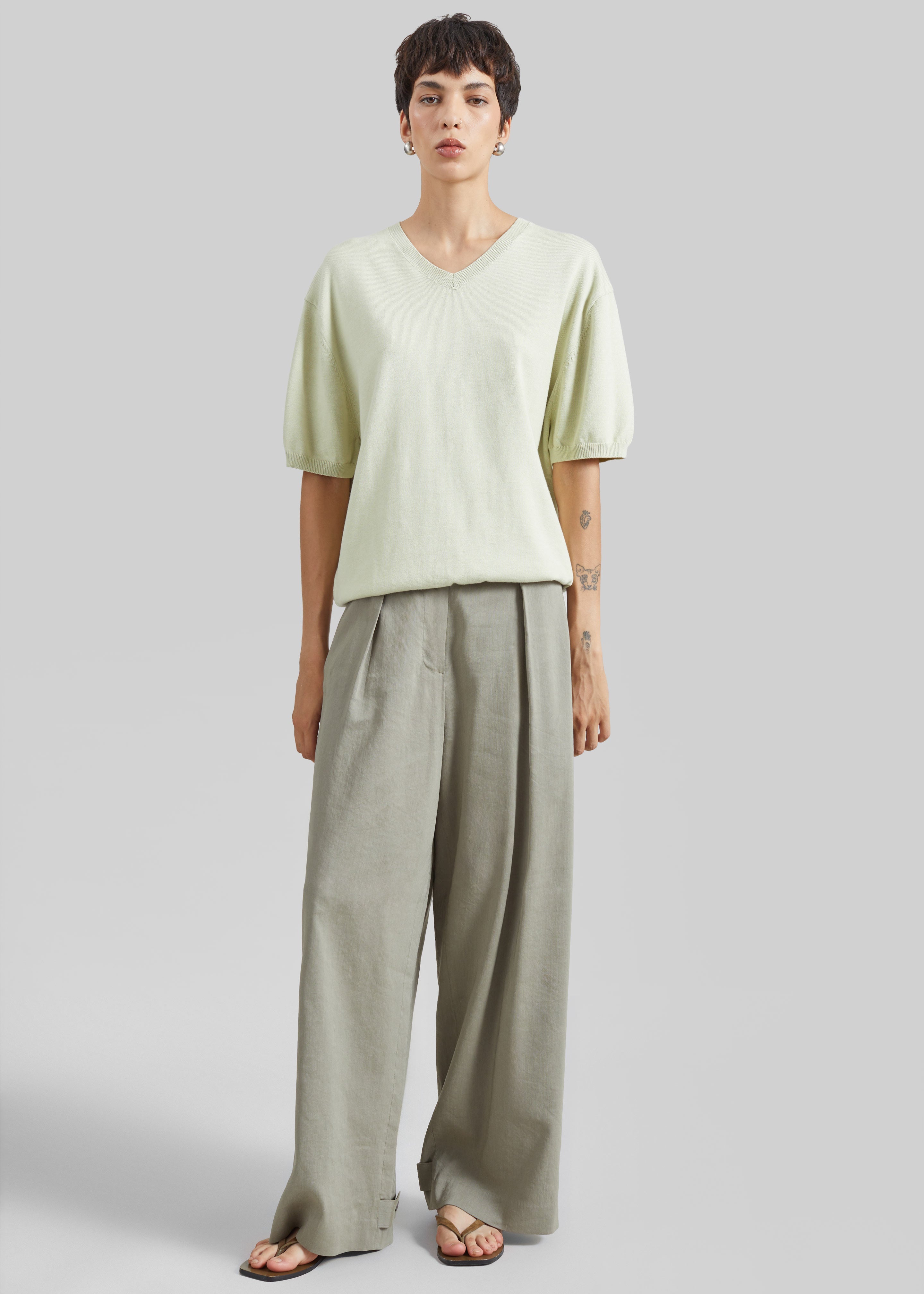 Ornan V-Neck Knit Pullover - Sage