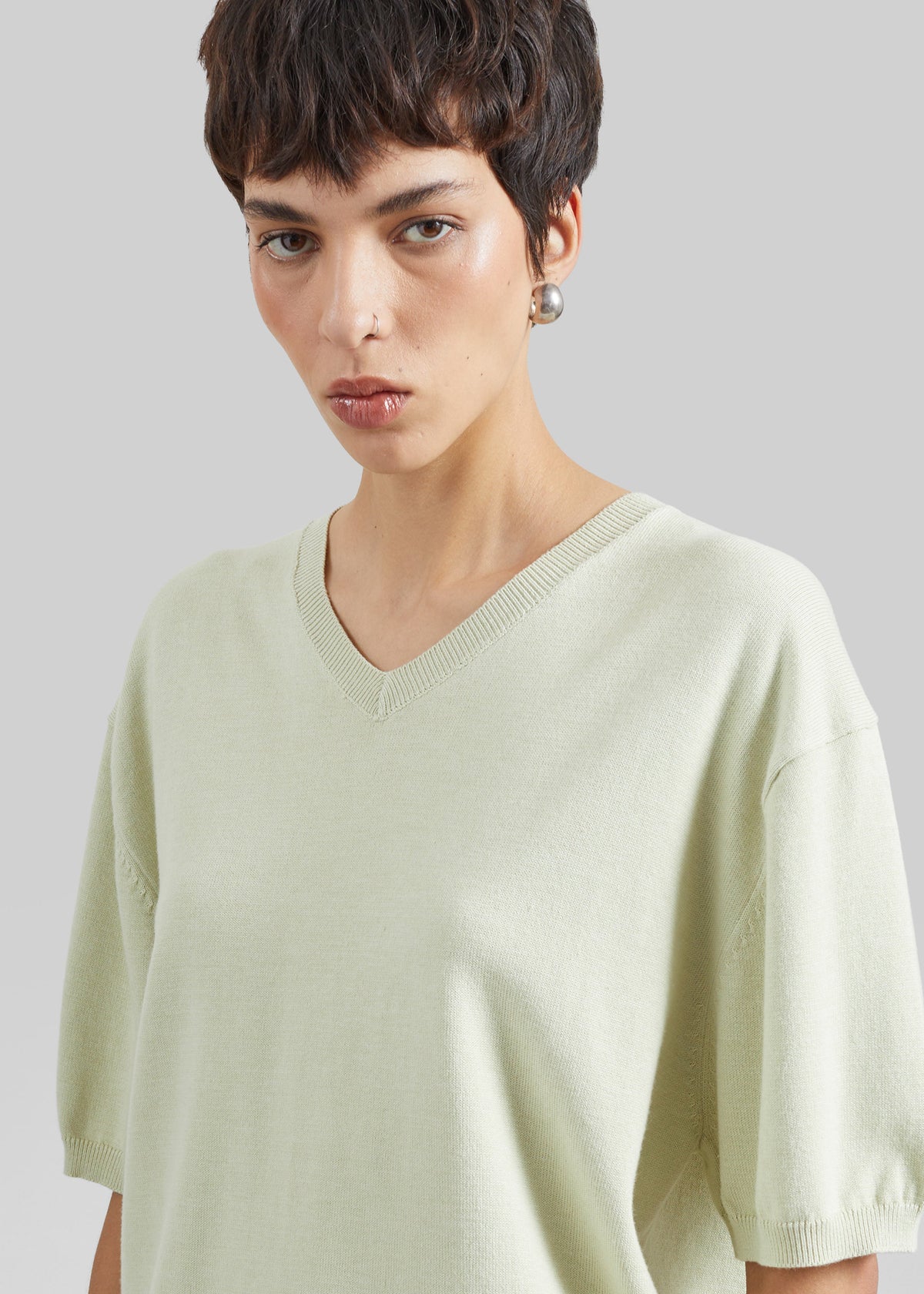 Ornan V-Neck Knit Pullover - Sage